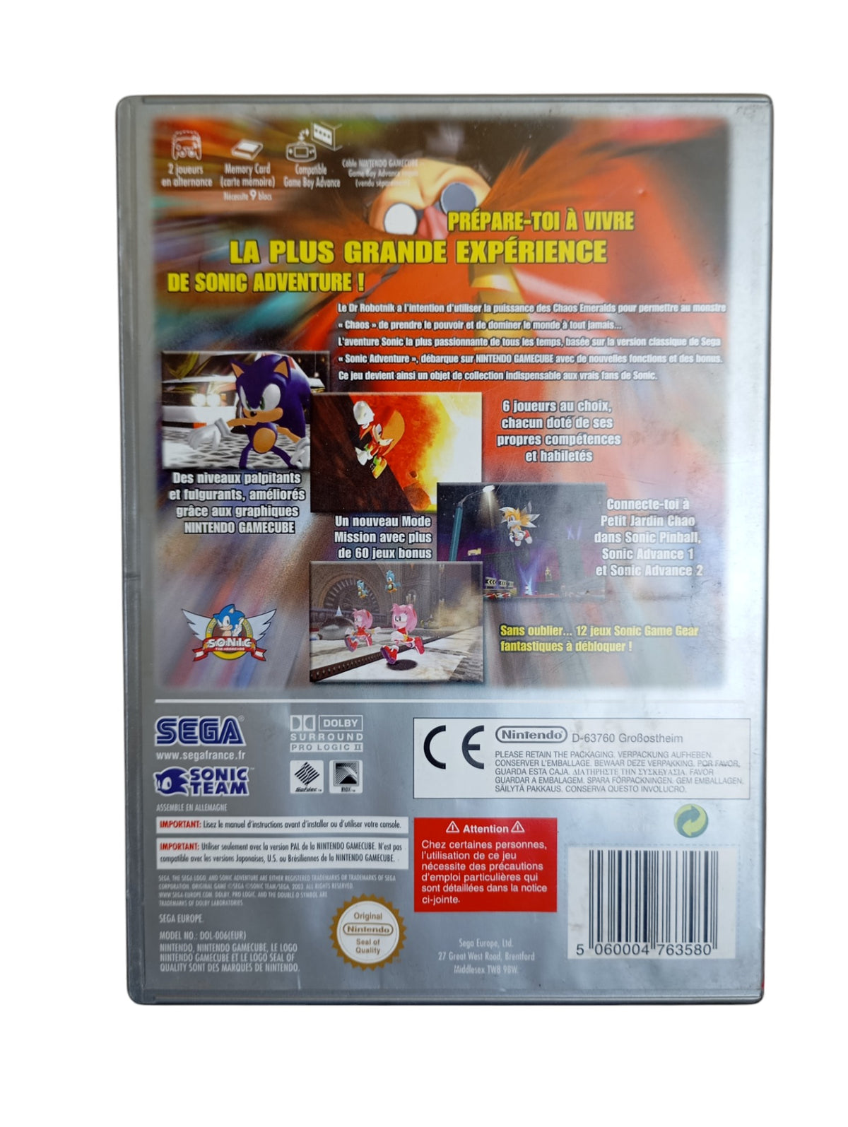 Sonic Adventure DX Director's Cut Version Le Choix des Joueurs Nintendo Gamecube
