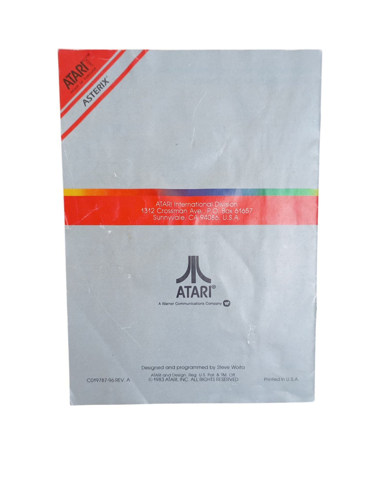 Notice Astérix Atari 2600