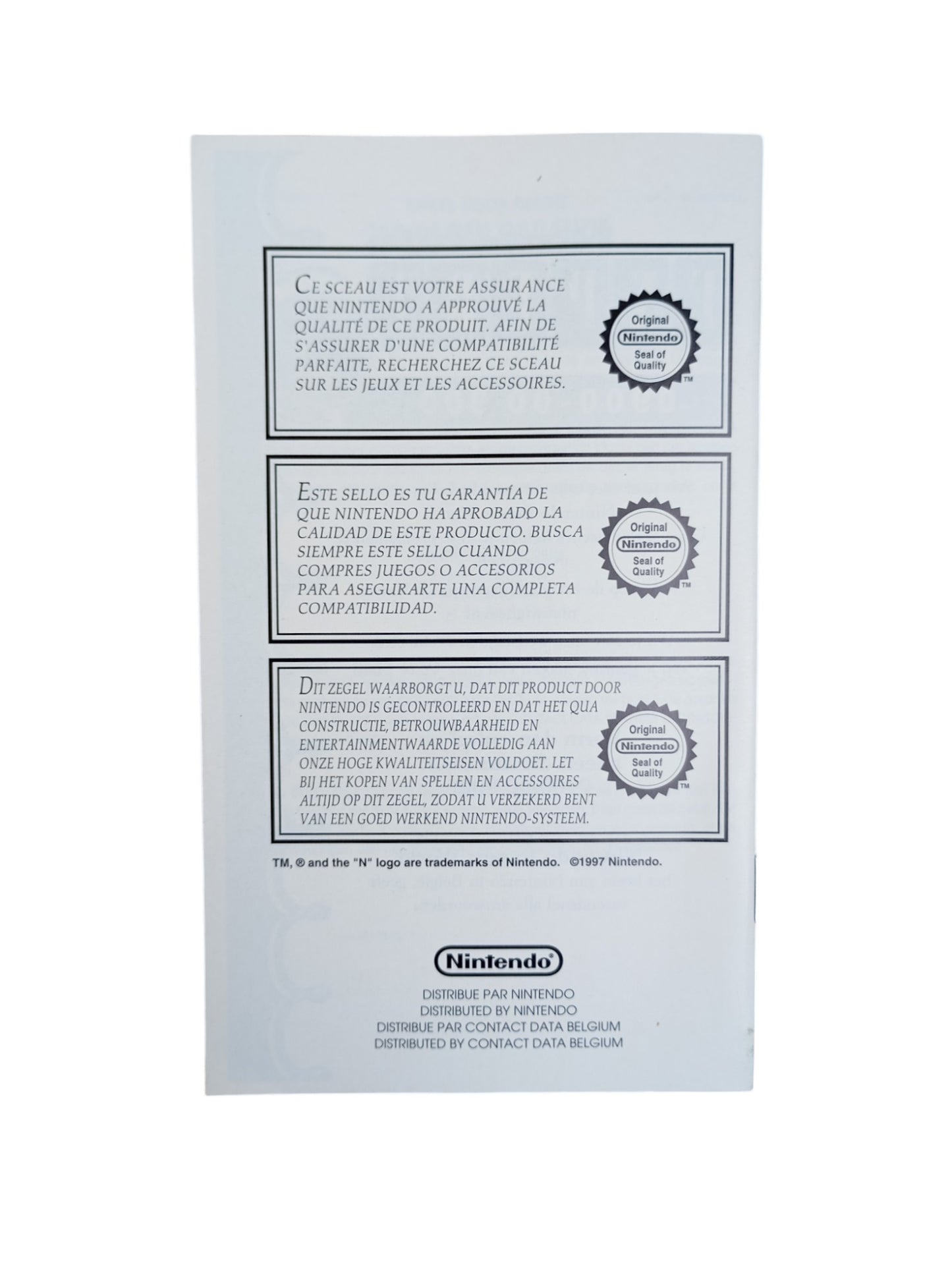 Notice Rumble pack Nintendo 64