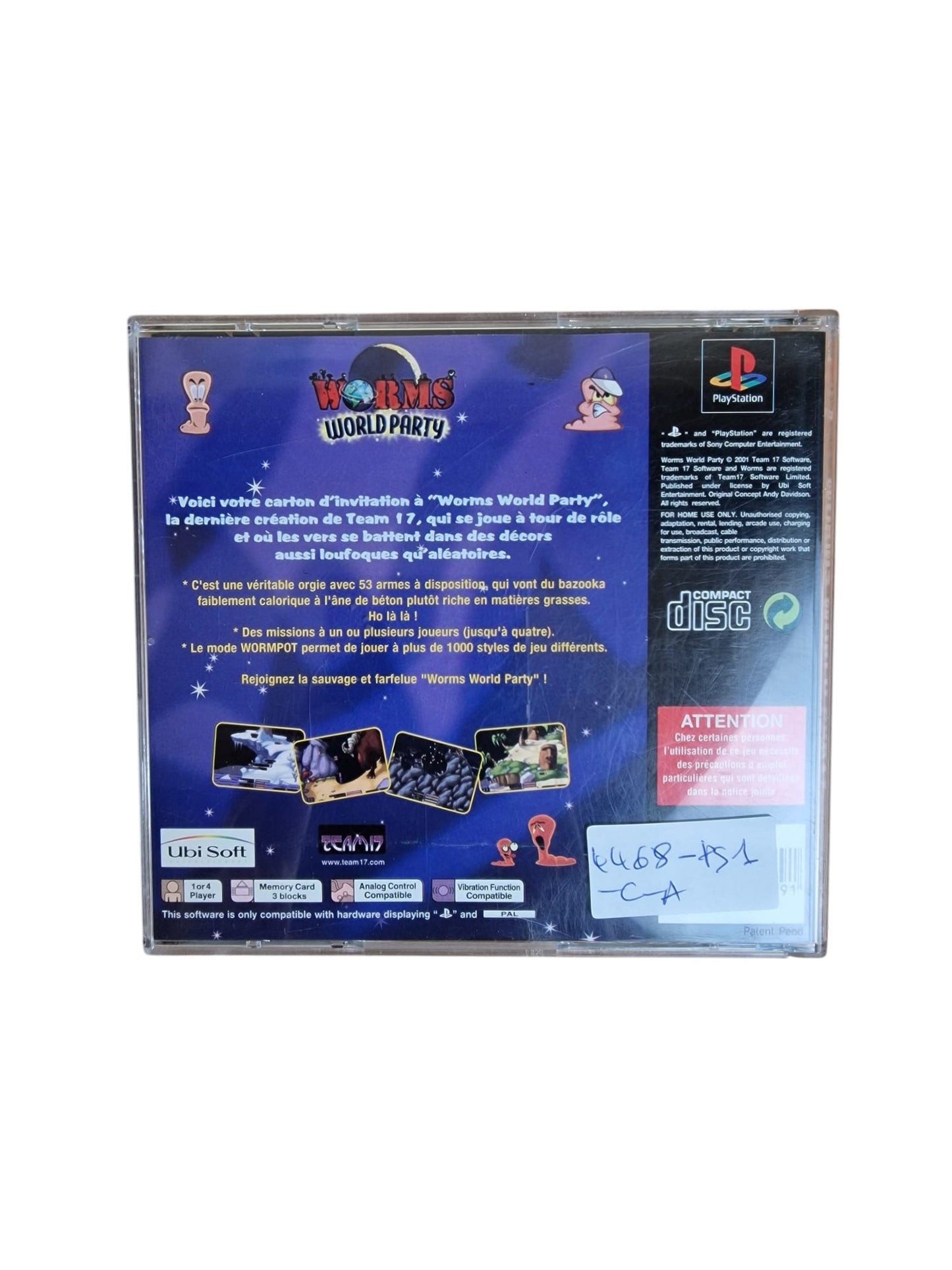 Worms World Party Playstation 1 (PS1)