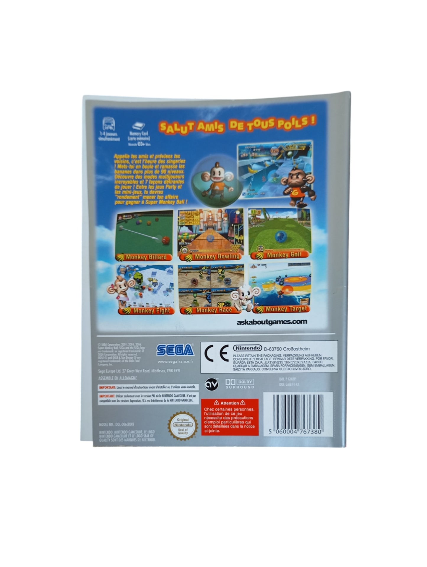 Jaquette Super Monkey Ball 1 "Le choix des joueurs"
