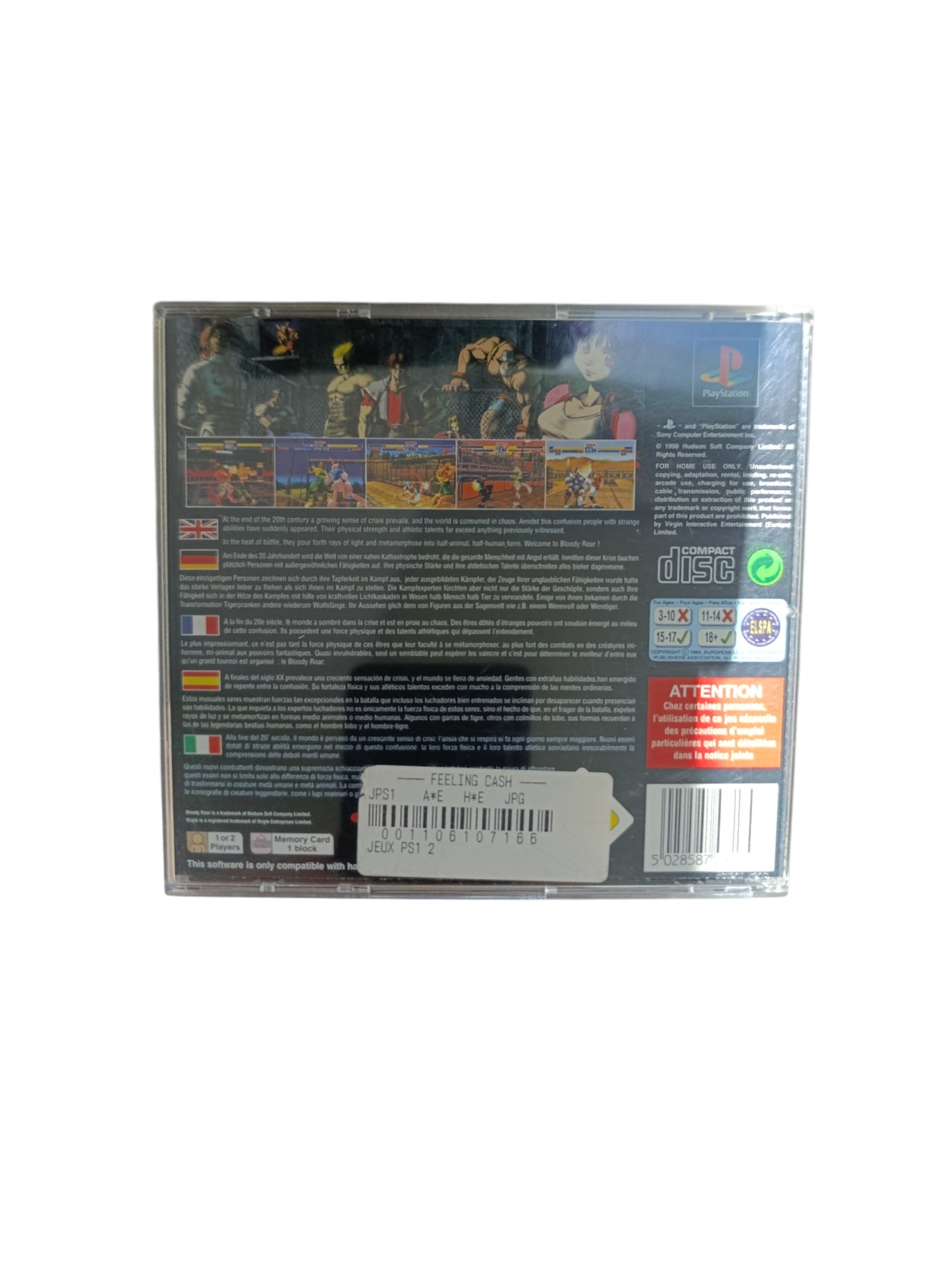 Bloody Roar Playstation 1 (PS1) Version PAL