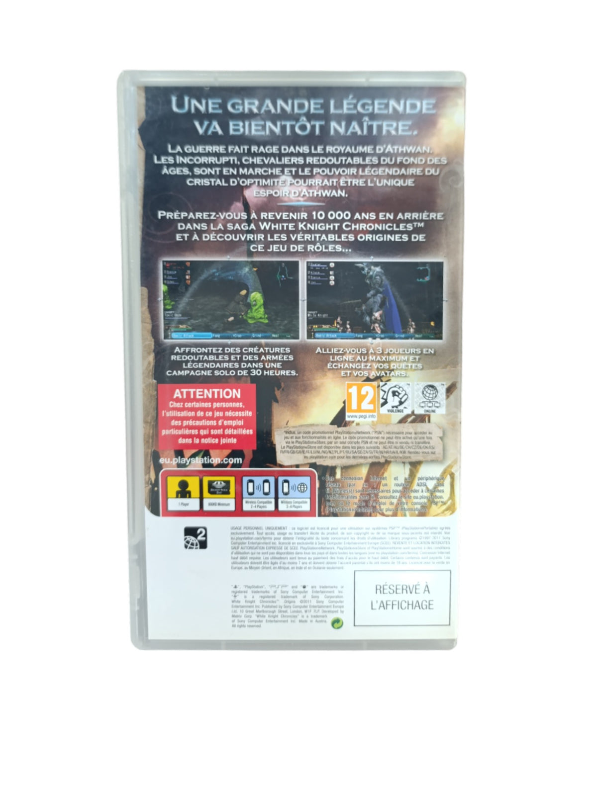 White Knight Chronicles: Origins – Playstation Portable (Sans notice)