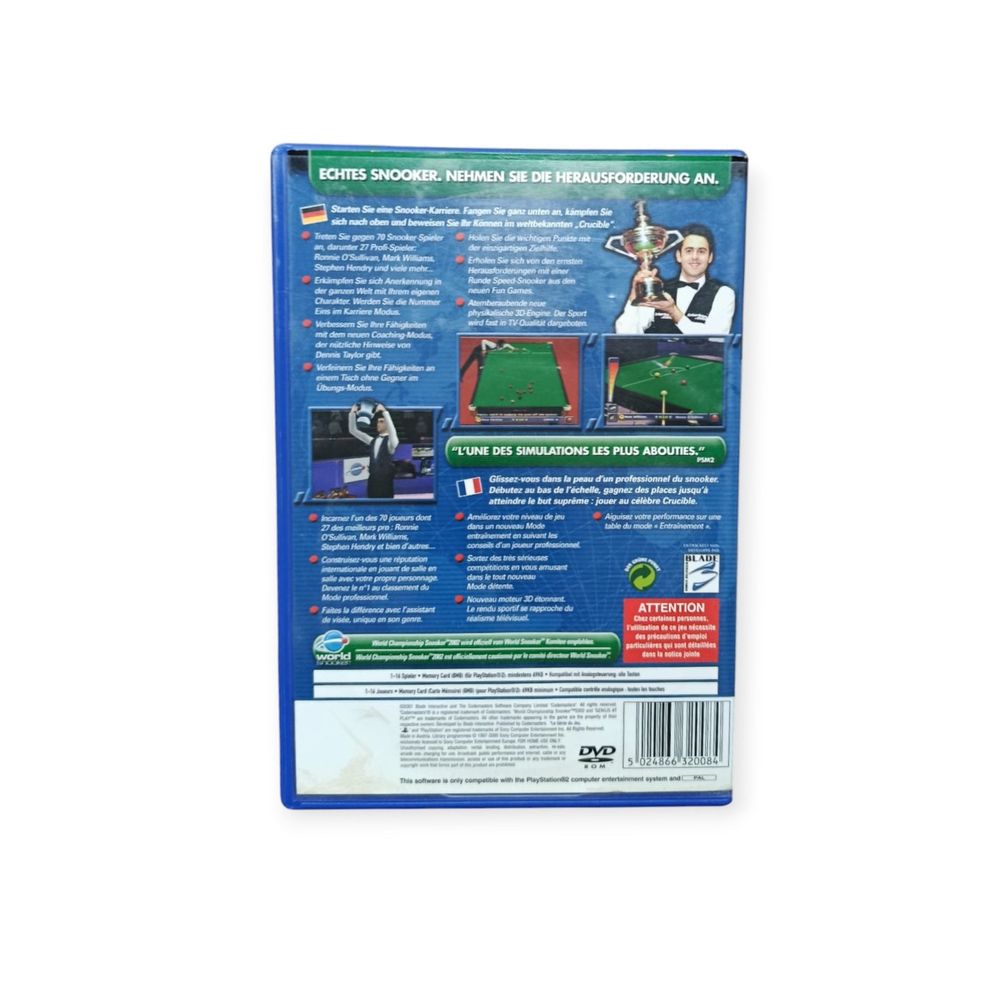 World Championship Snooker 2002 playstation 2 (PS2)