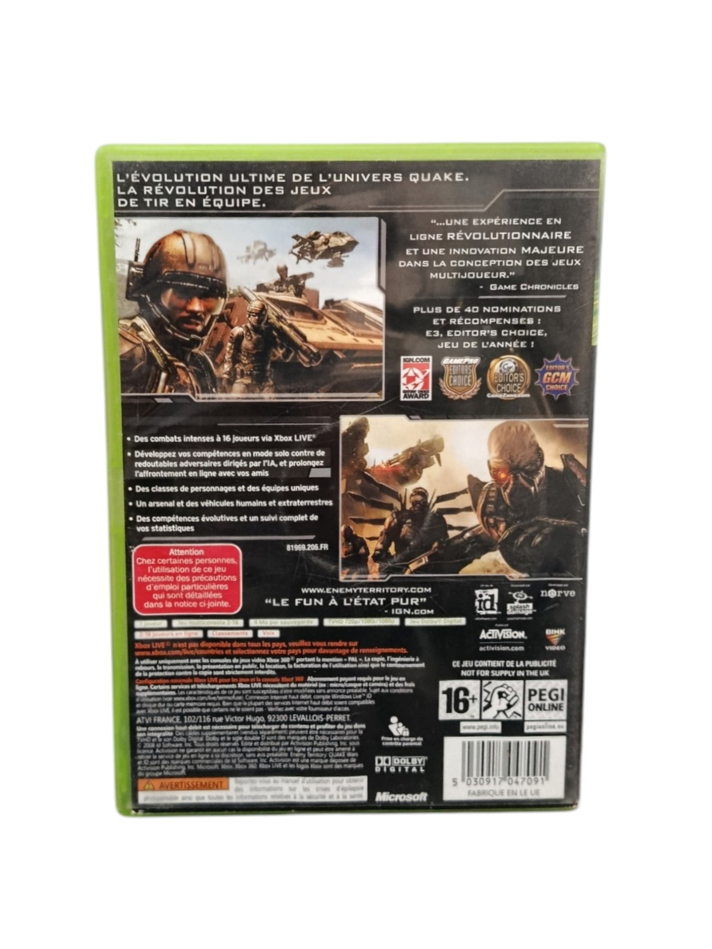 Enemy Territory Quake Wars Xbox 360 Complet