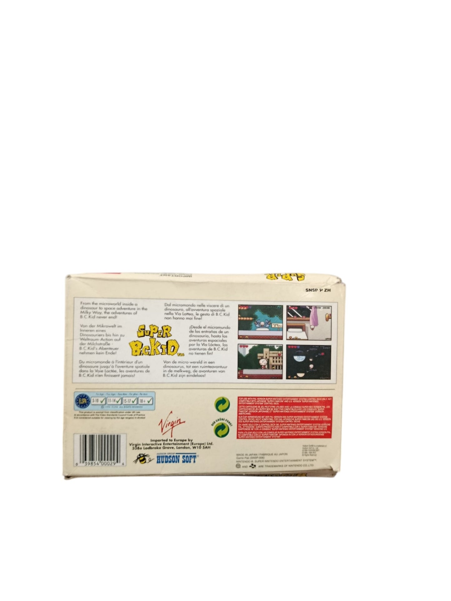 Super B.C. KID Super Nintendo SNES Sans notice