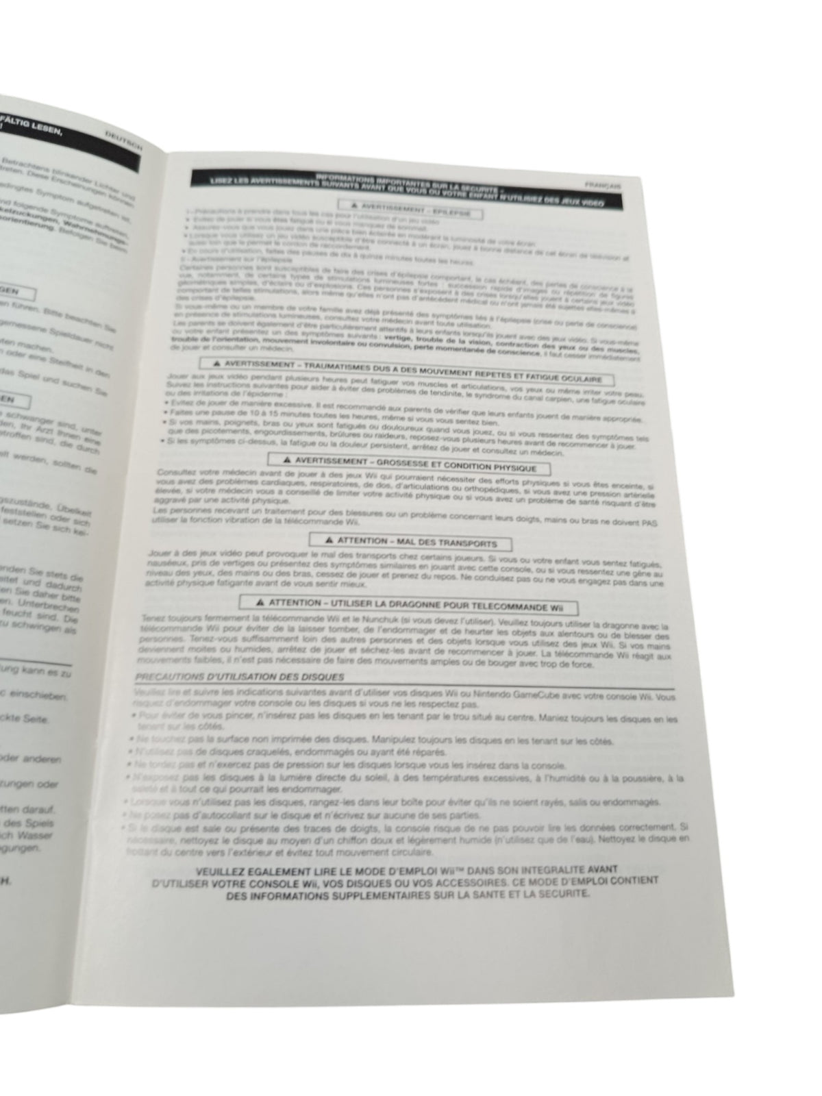 Manuel d'utilisation Jeu Nintendo Wii (RVL-EUR) Version Française