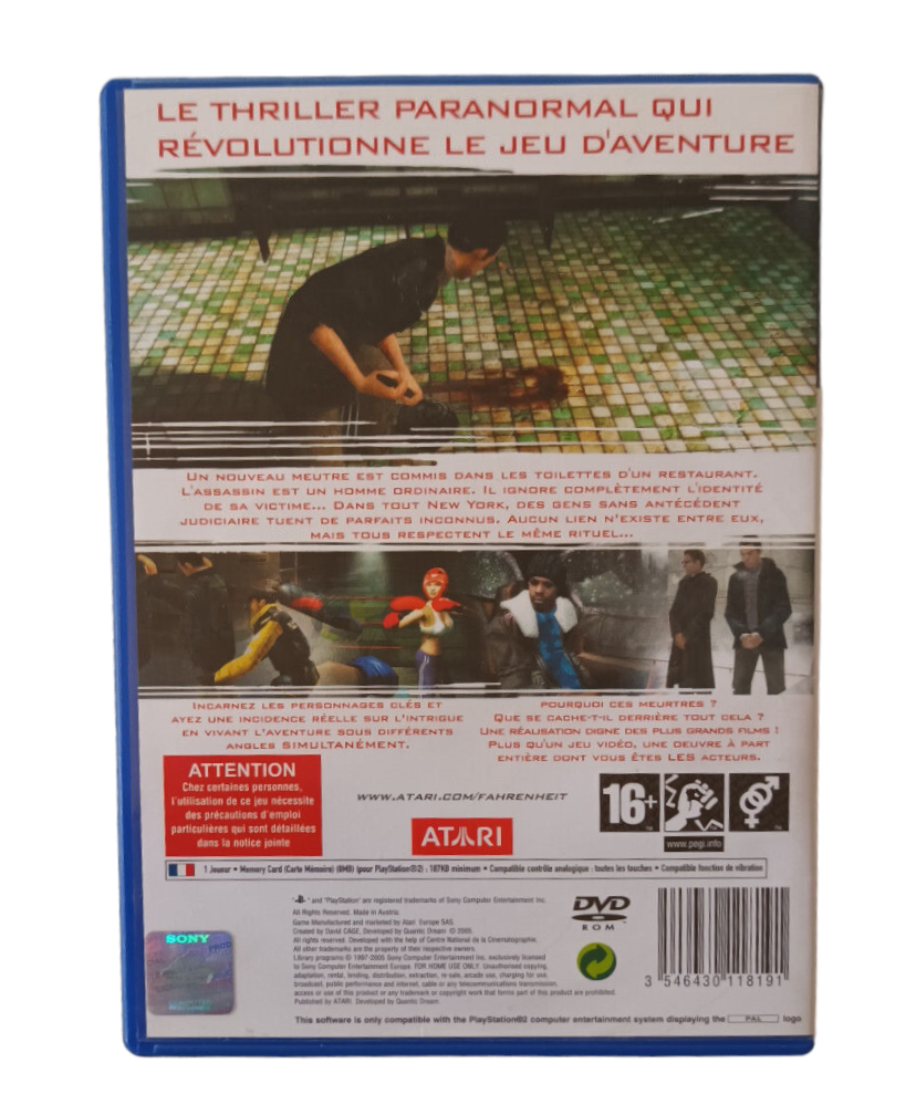 Fahrenheit Playstation 2 (PS2)