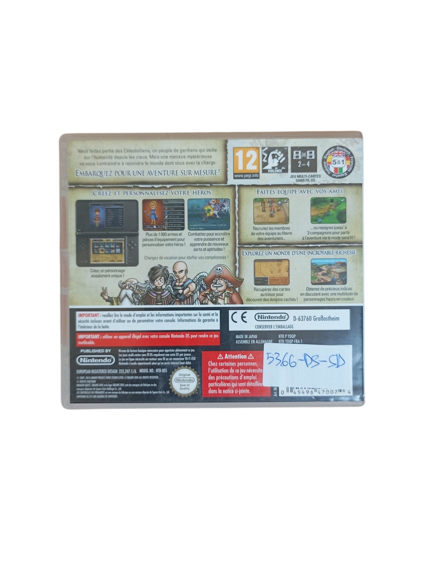 Dragon Quest IX : Les Sentinelles du Firmament Nintendo DS (Boite + Notice)