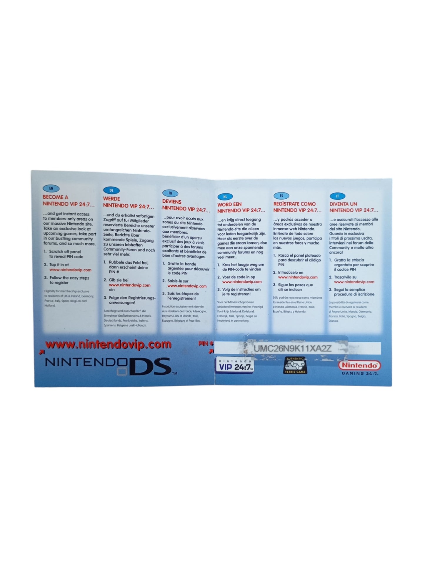 Carte VIP Tetris Nintendo DS