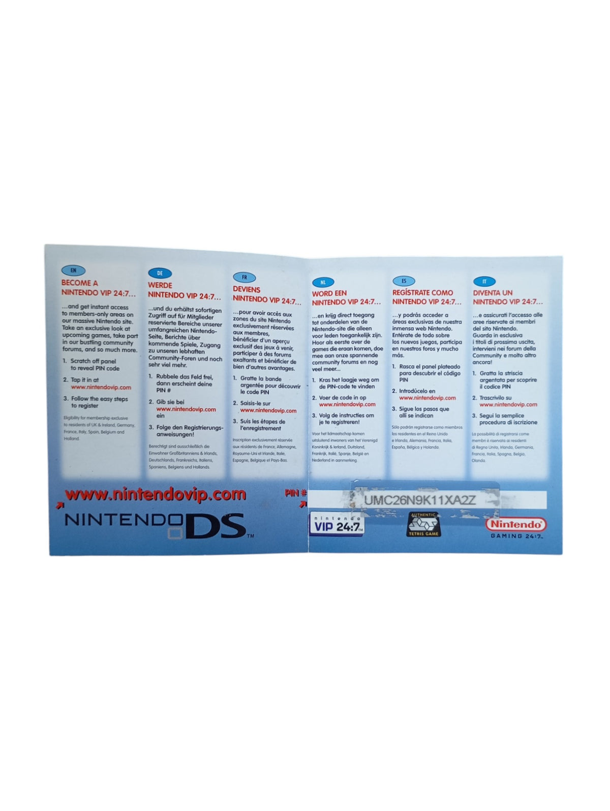 Carte VIP Tetris Nintendo DS