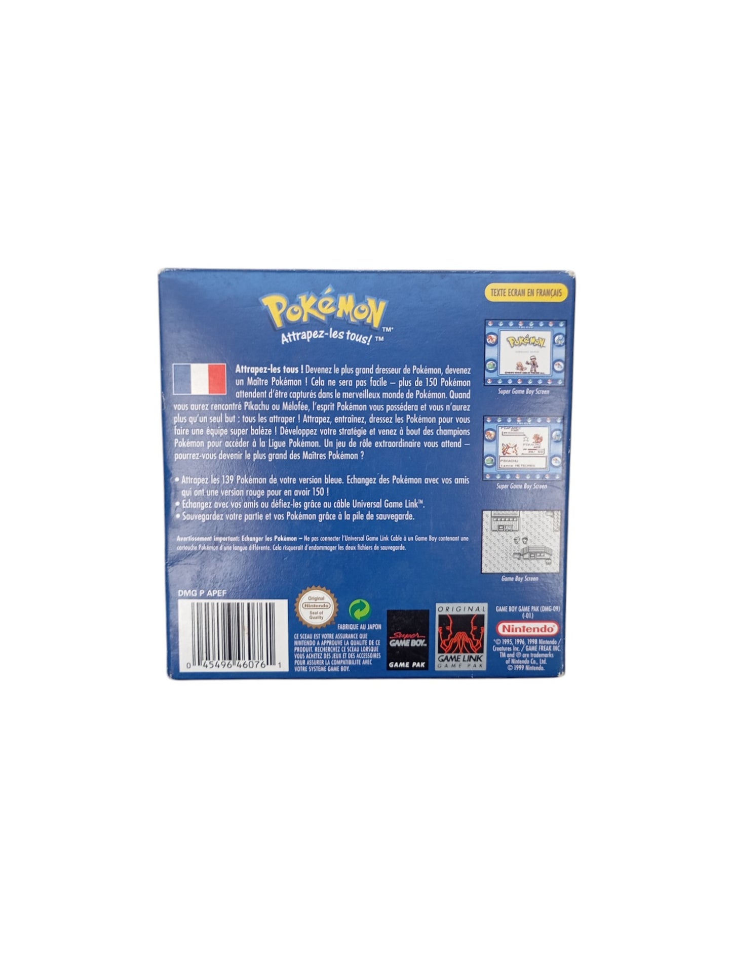 Pokémon Bleu Game Boy (GB) en boîte