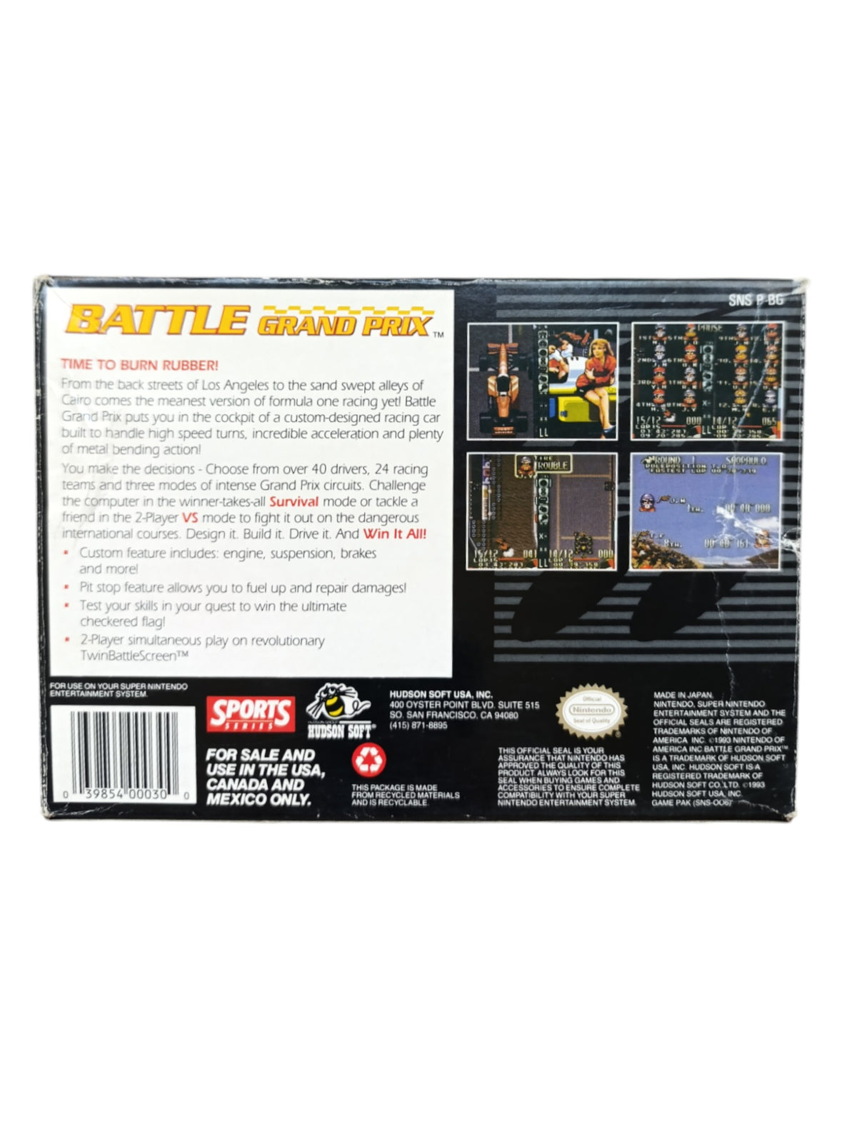Battle Grand Prix (version US) – Super Nintendo (SNES)