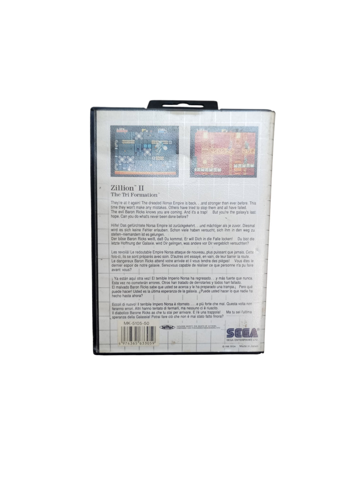 Zillion II: The Tri Formation – Sega Master System (sans notice)