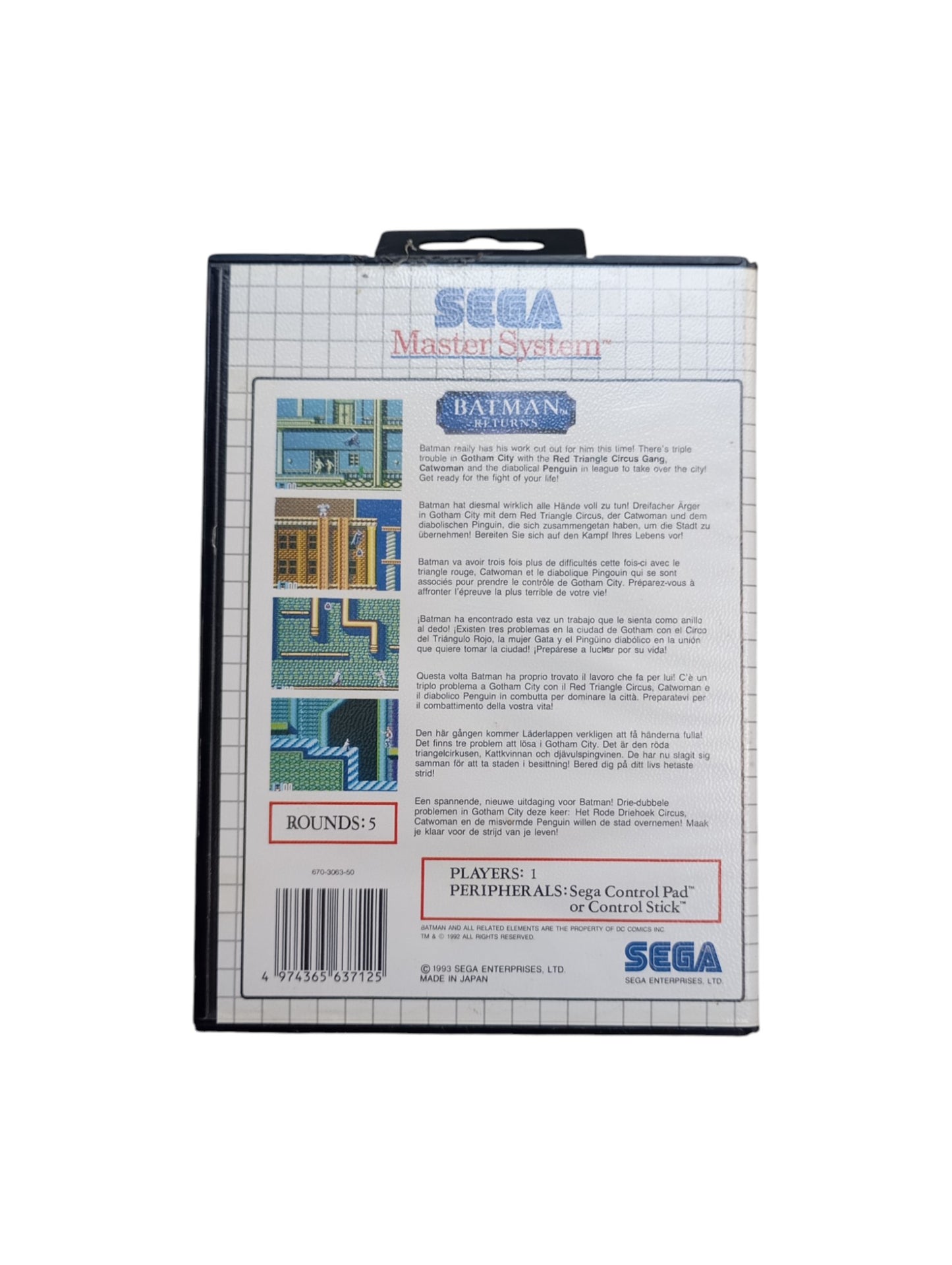 Batman Returns – Sega Master System (sans notice)