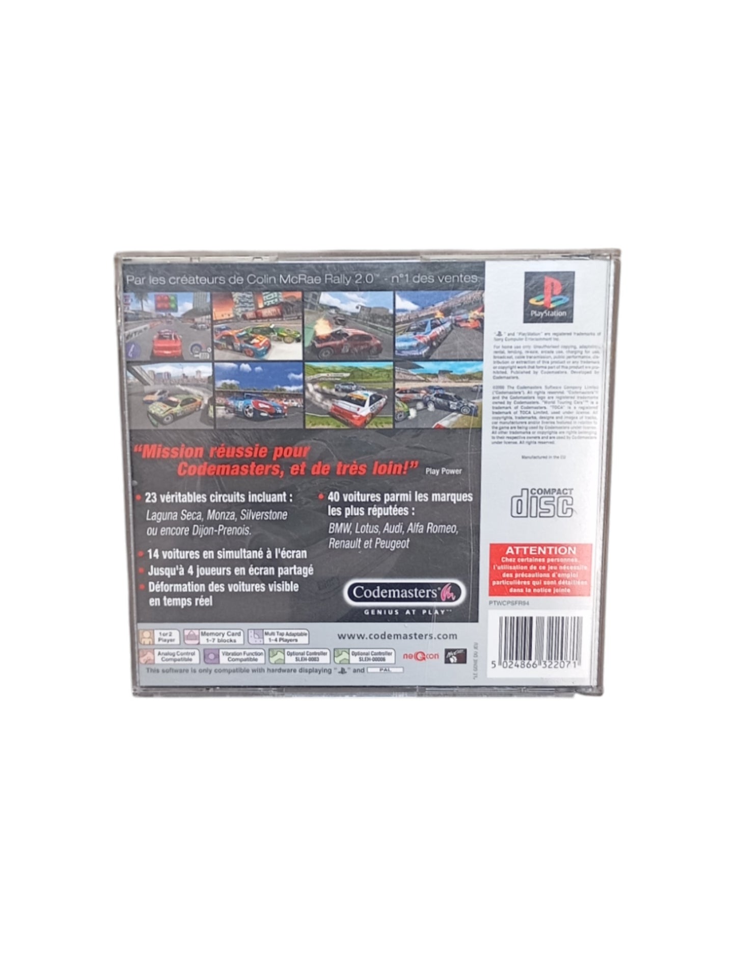 TOCA World Touring Cars – PlayStation 1 Platinum (complet)
