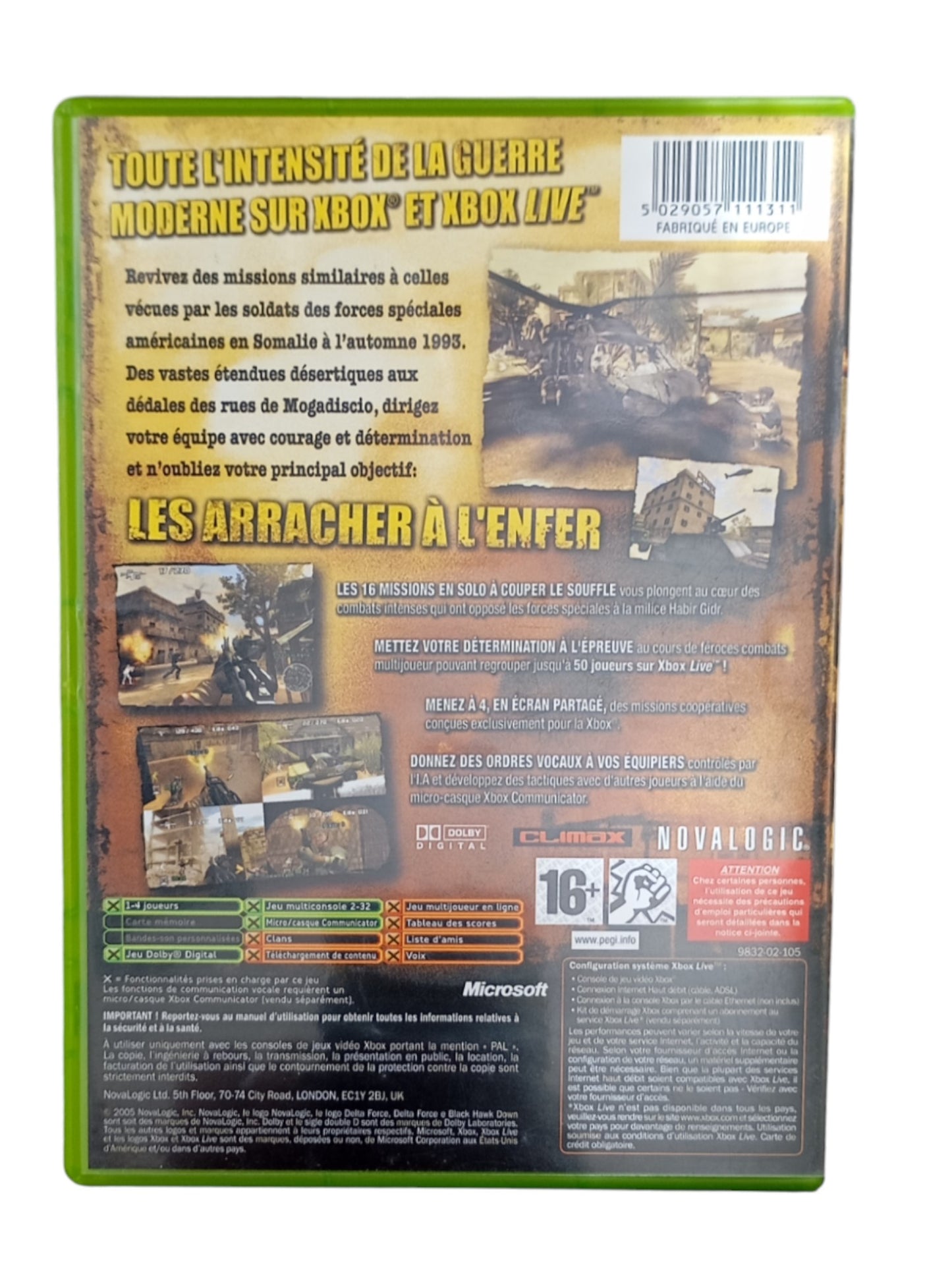 Delta Force: Black Hawk Down – Xbox (jeu original)