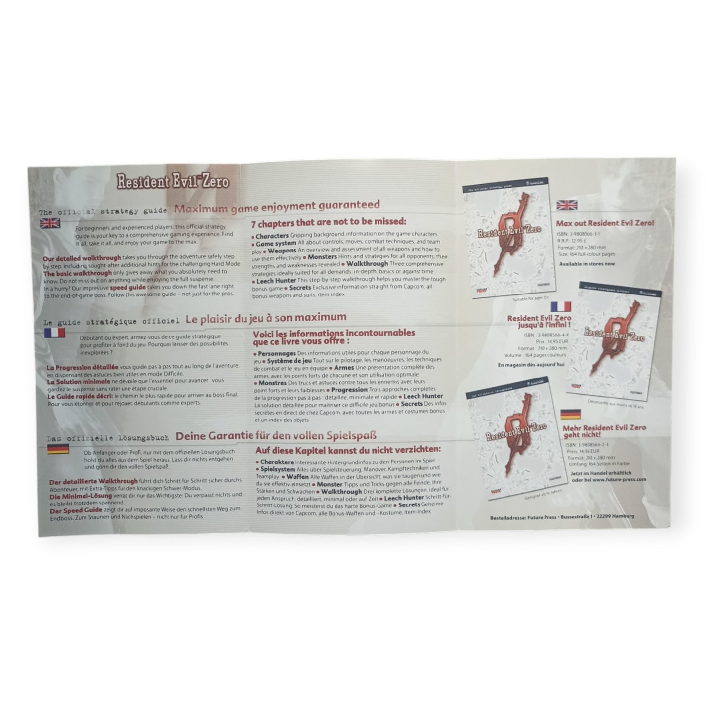 Flyer promotionnel Résident Evil 0 GameCube