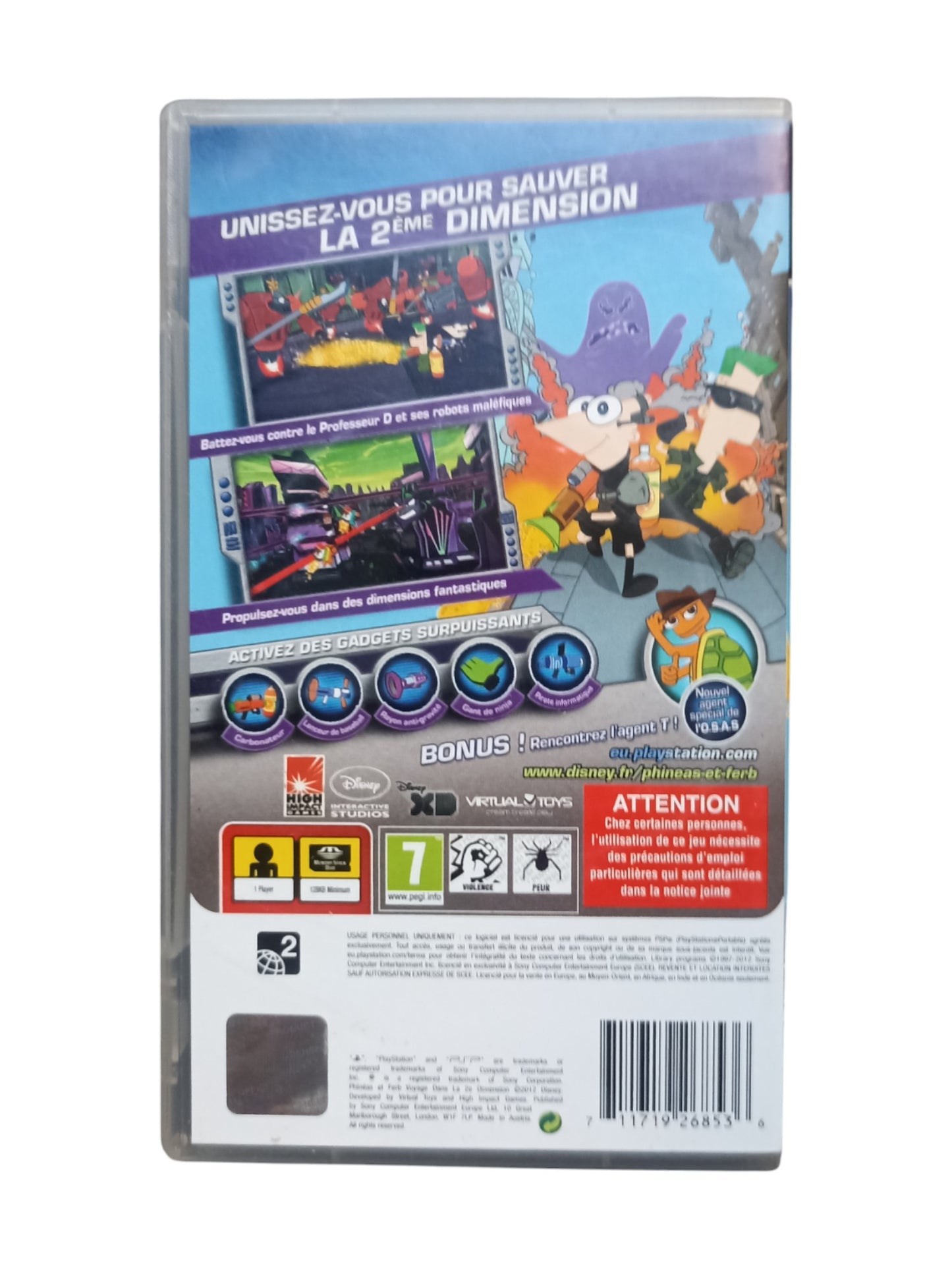 Phineas et Ferb : Voyage dans la 2e Dimension – PSP (sans notice)