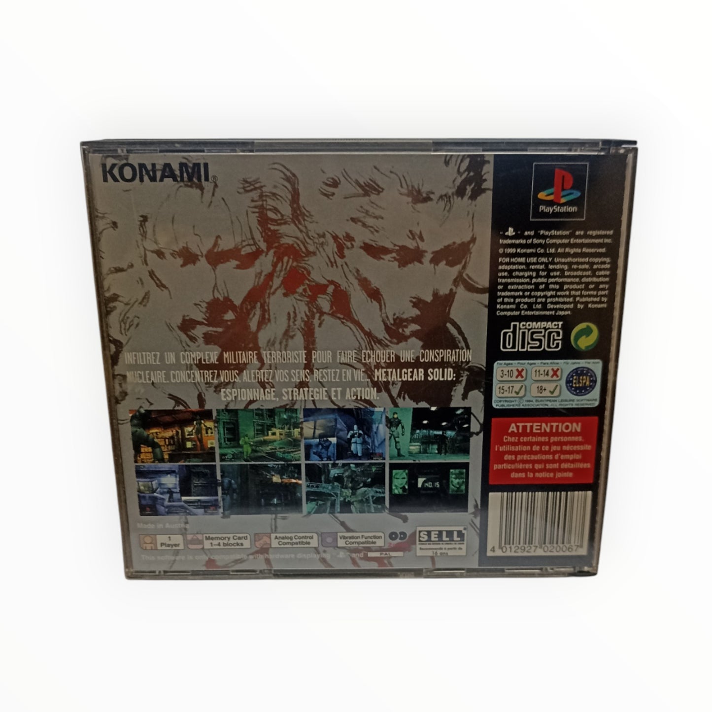 Metal Gear Solid – PlayStation 1 (PS1) – Avec Notice