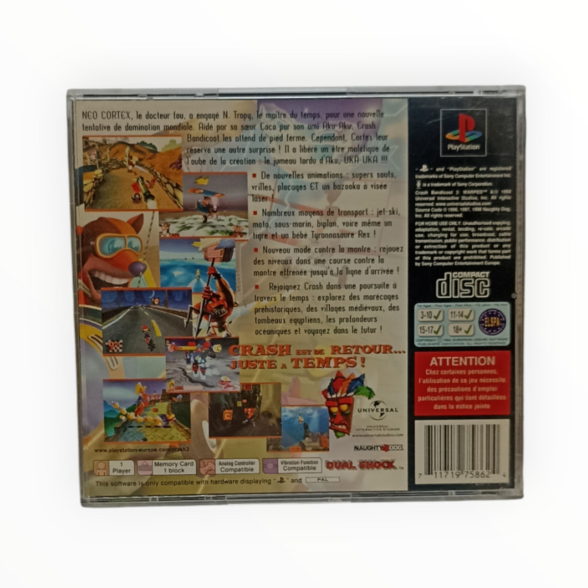 Crash Bandicoot 3: Warped – PlayStation 1 – Complet avec notice