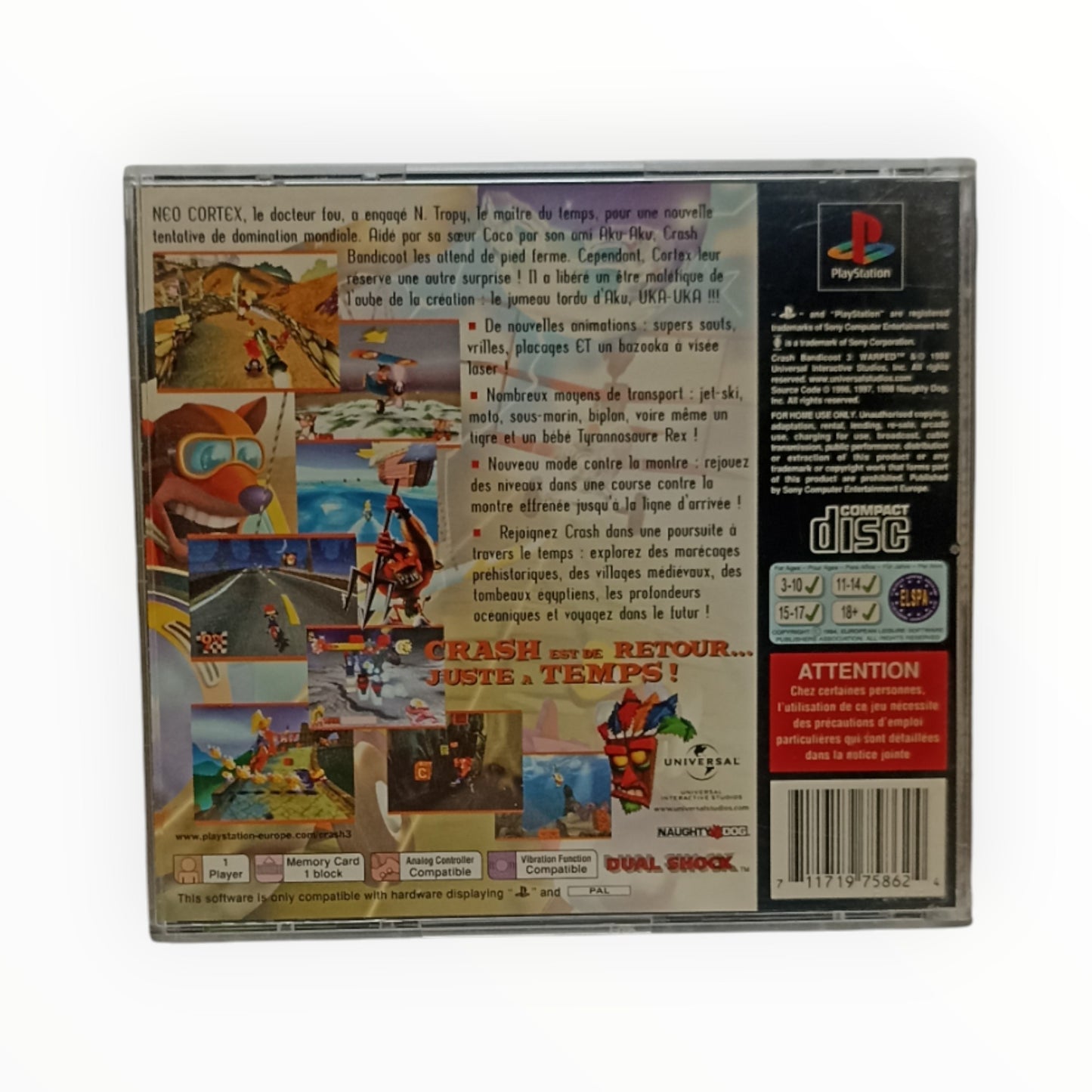 Crash Bandicoot 3: Warped – PlayStation 1 – Complet avec notice