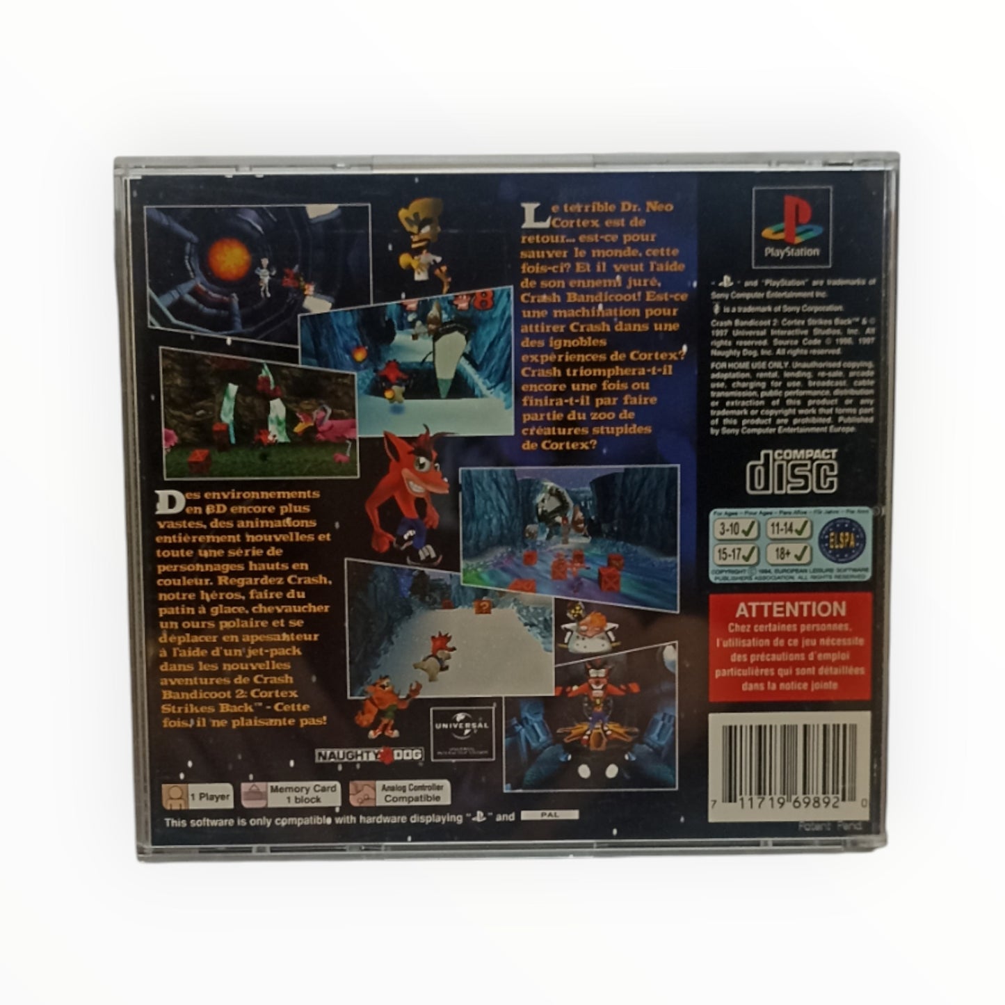 Crash Bandicoot 2: Cortex Strikes Back – PlayStation 1 – Complet avec notice