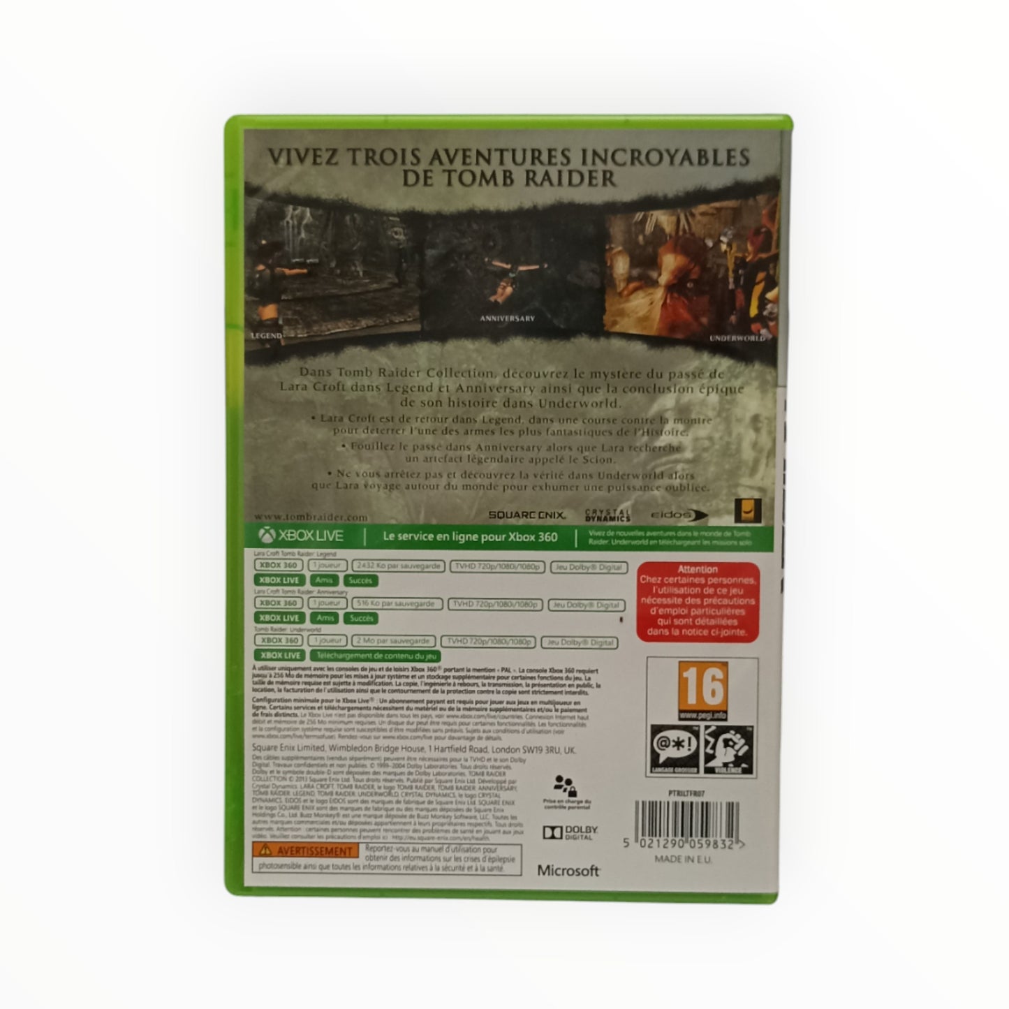 Tomb Raider Collection – Xbox 360 Classics – Complet (boîte + disques + notice)