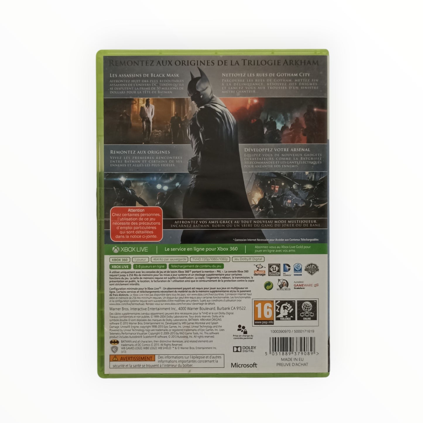 Batman: Arkham Origins – Xbox 360 (sans notice)