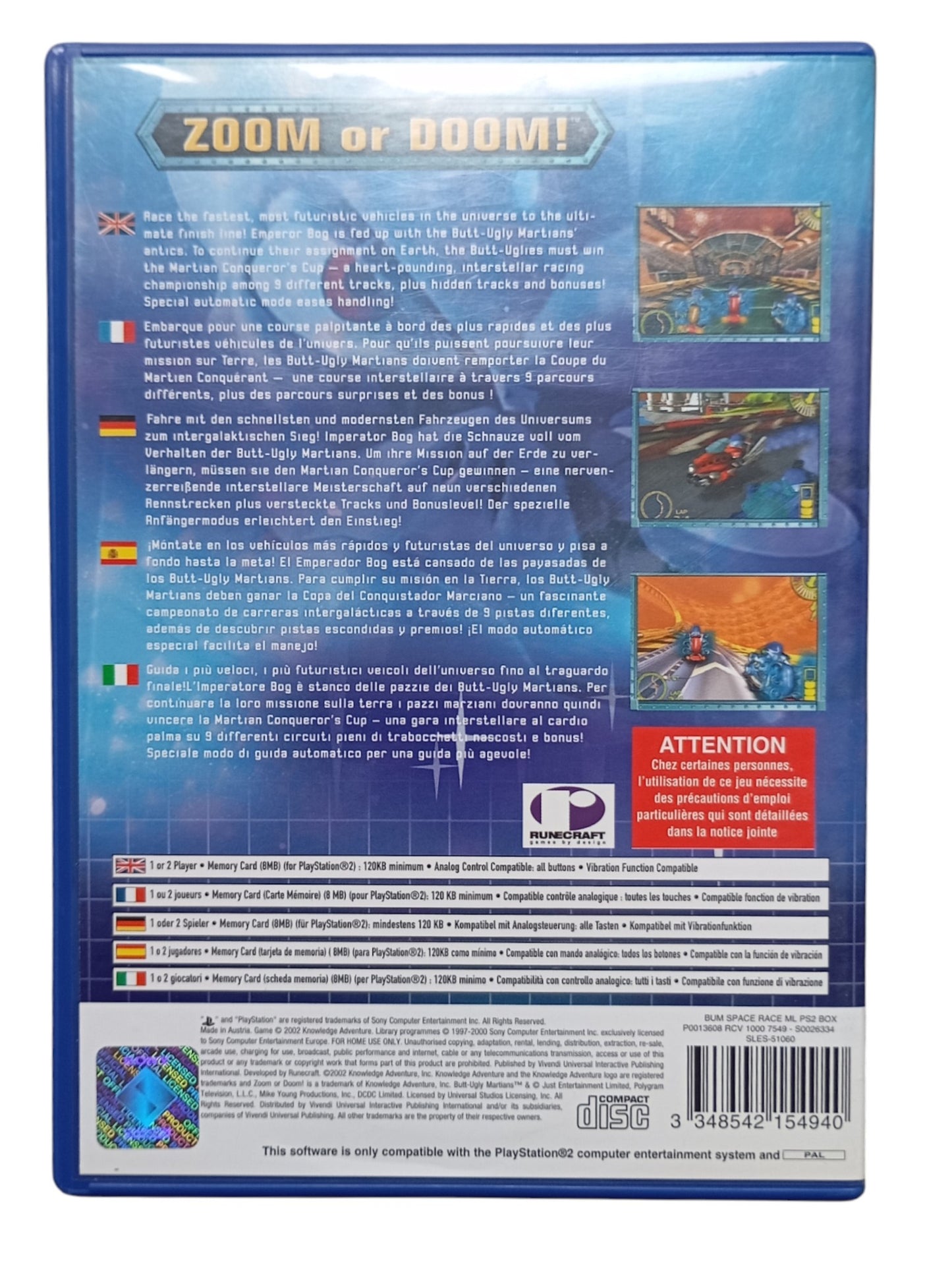 Butt-Ugly Martians: Zoom or Doom! Playstation 2 (PS2)