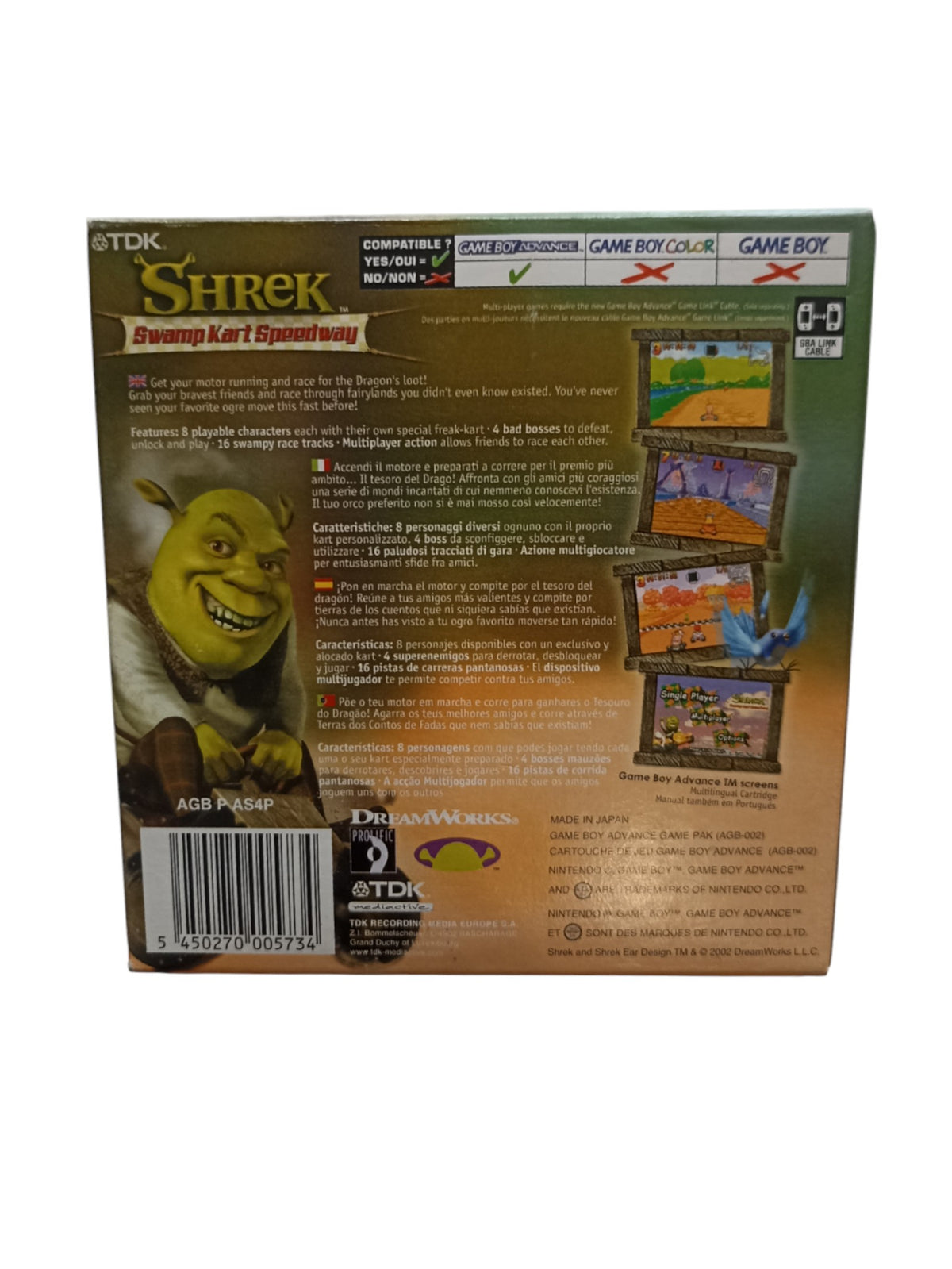 Shrek Swamp Kart Speedway Game Boy Advance (GBA) UKV