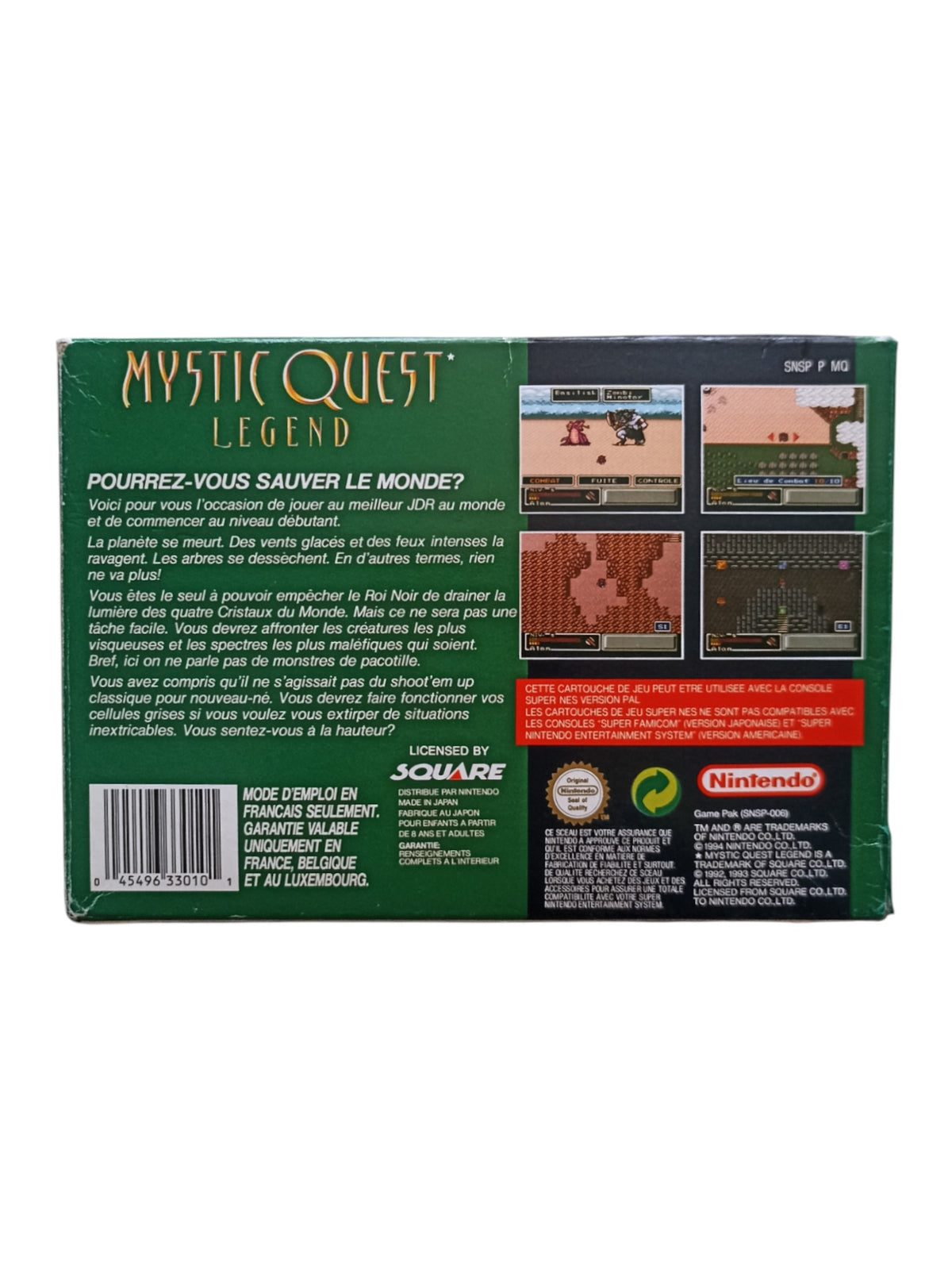 Mystic Quest Legend Super Nintendo (SNES) FRA Complet