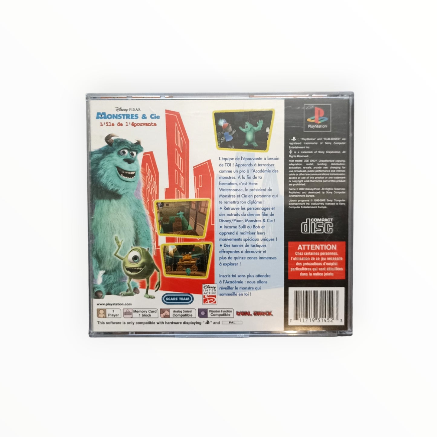 DISNEY/ PIXAR MONSTRES & CIE L ILE DE L’EPOUVANTE playstation 1 (PS1)