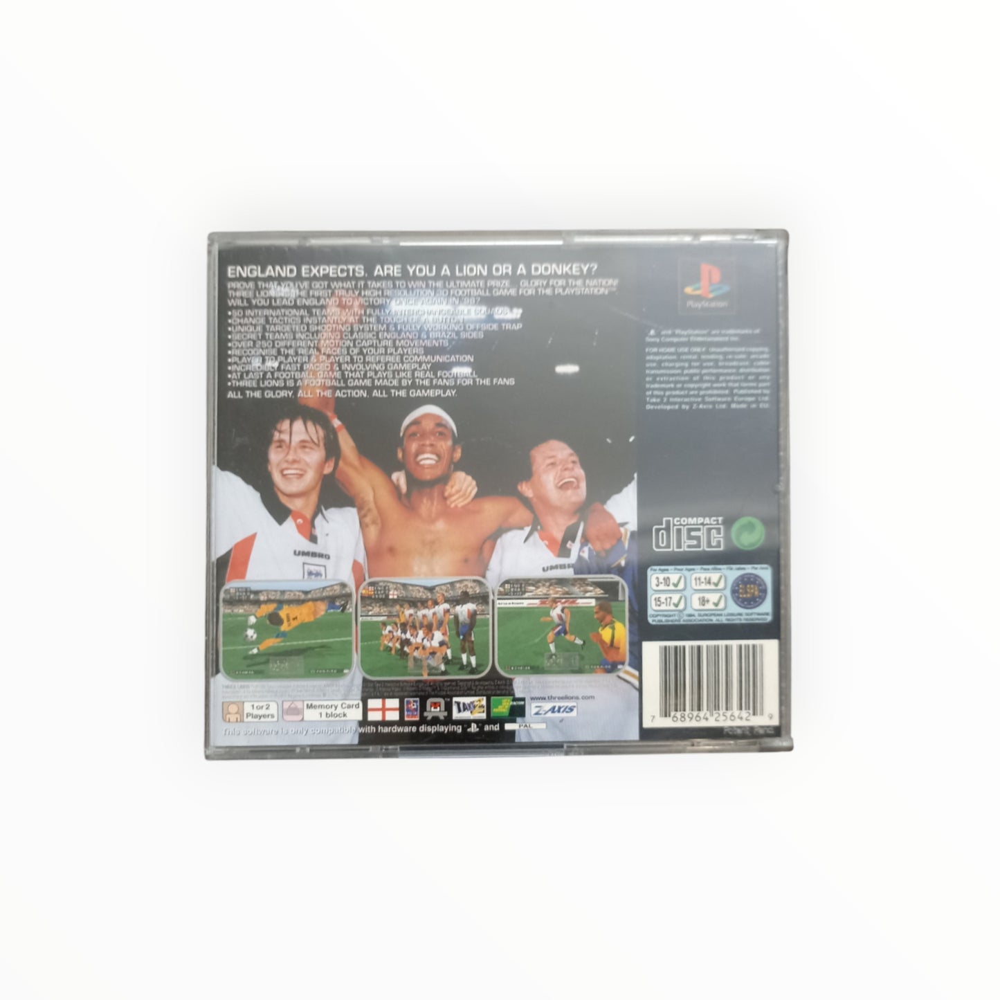 THREE LIONS playstation 1 (PS1) Version UK