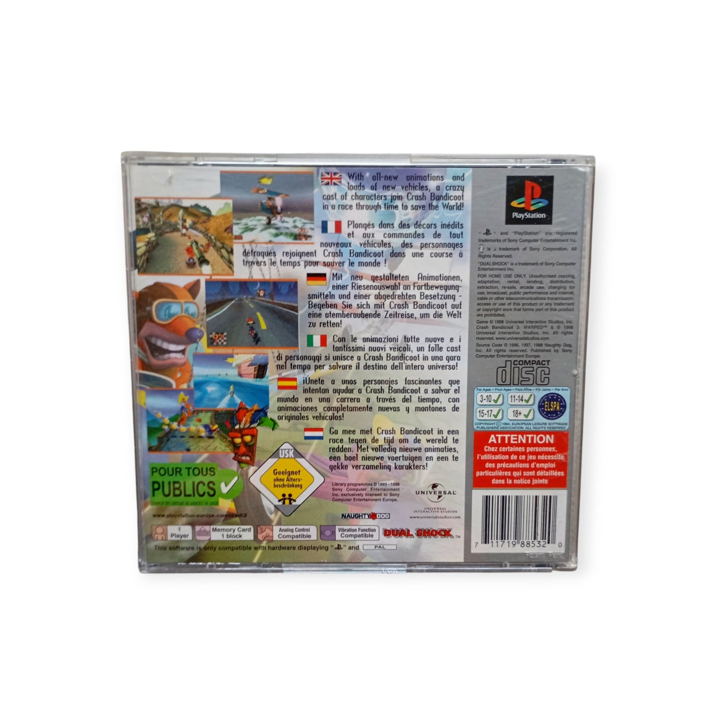 Crash Bandicoot 3: Warped Version Platinum PlayStation 1 ( PS1)