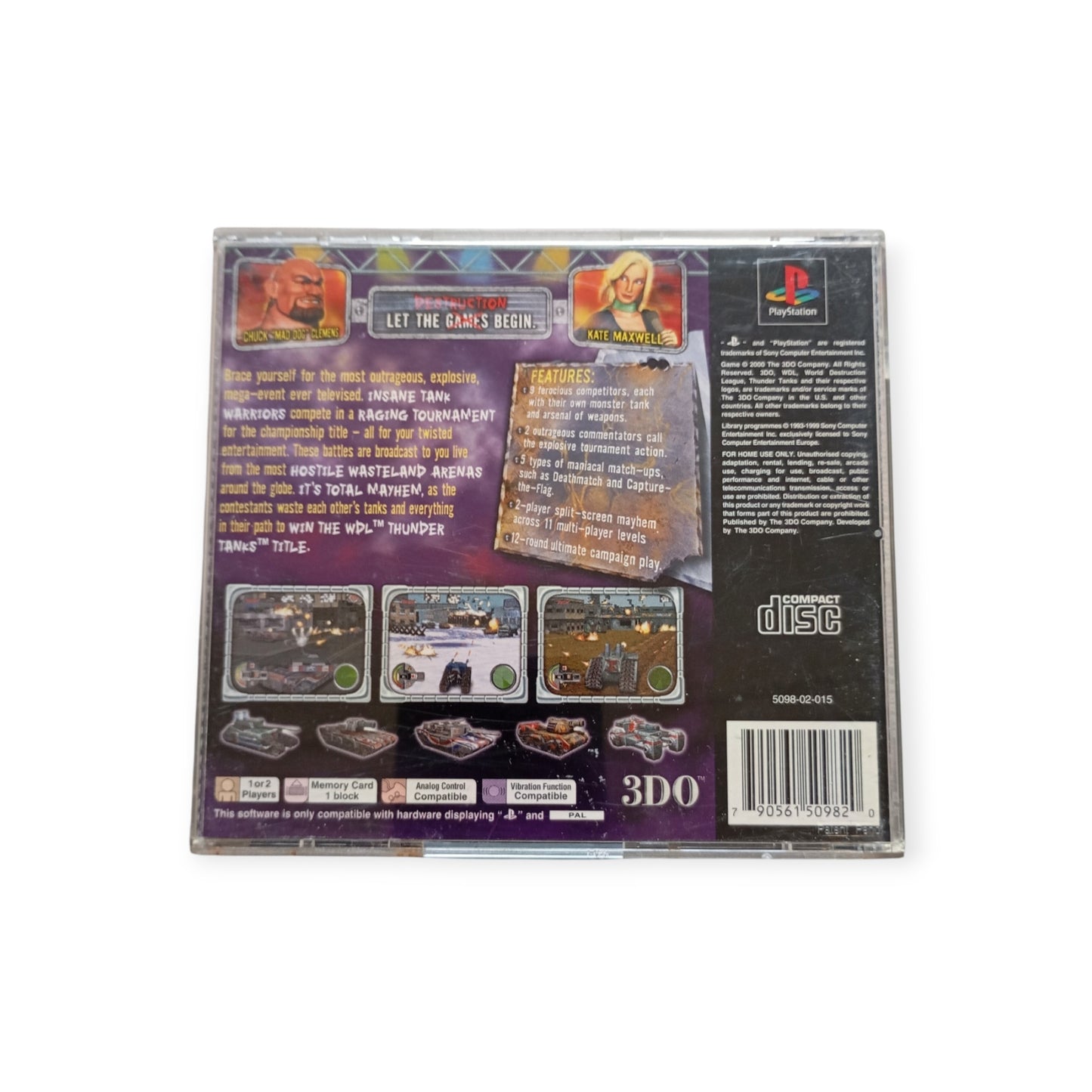 WORLD DESTRUCTION LEAGUE THUNDER TANKS PlayStation 1 (PS1) Version UK