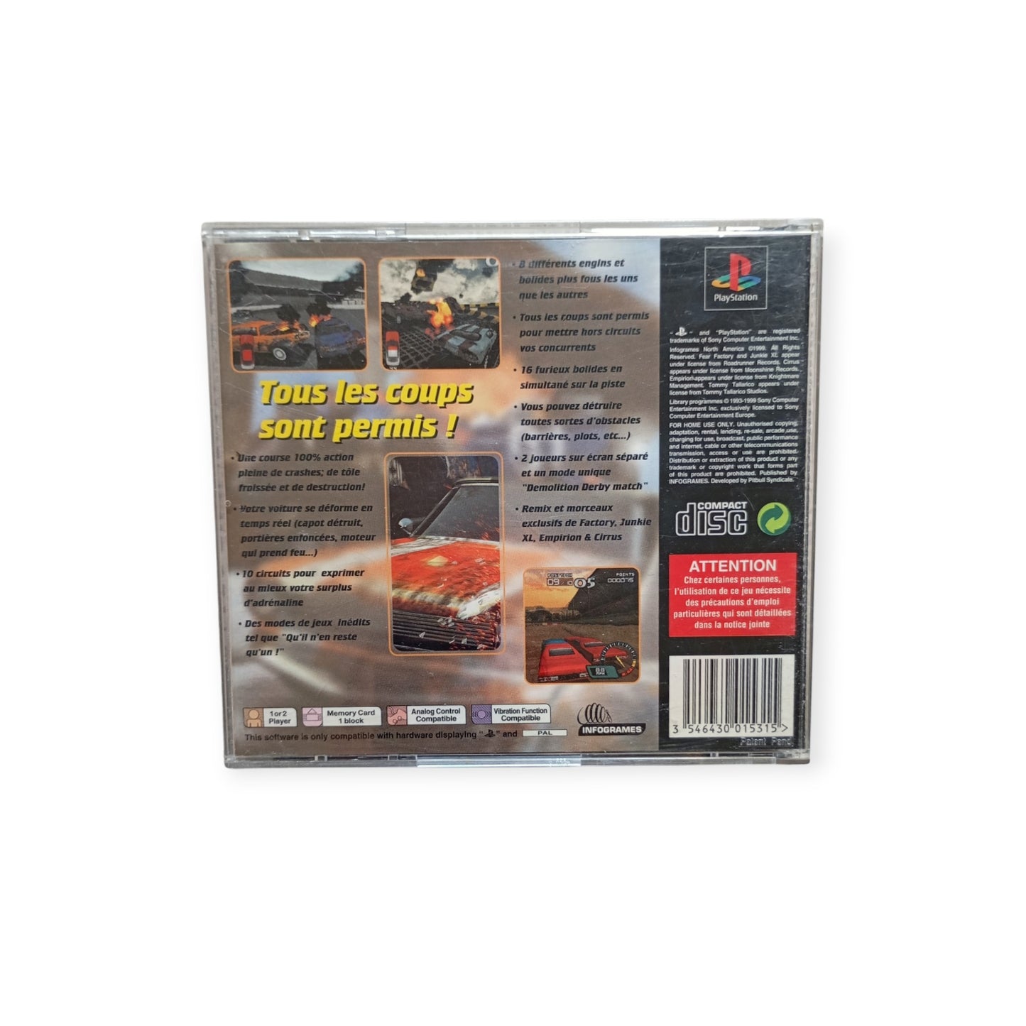 DEMOLITION RACER PlayStation 1 (PS1) Version infogrames