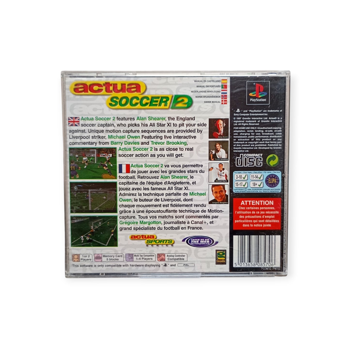 Actua Soccer 2 PlayStation 1 (PS1)