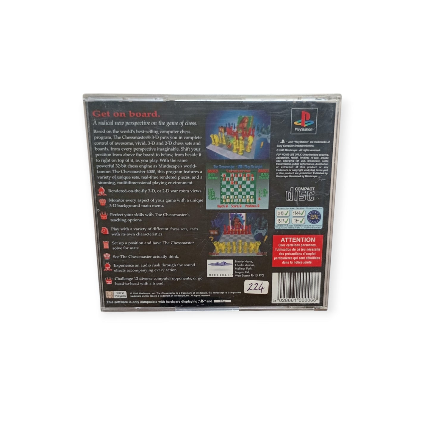 THE CHESS MASTER 3D PlayStation 1 (PS1) Version UK