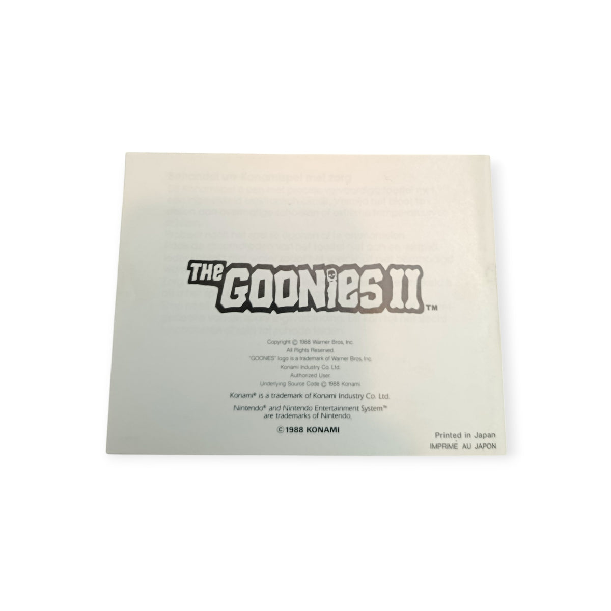 The Goonies II Nintendo NES Version PAL en boîte Complet