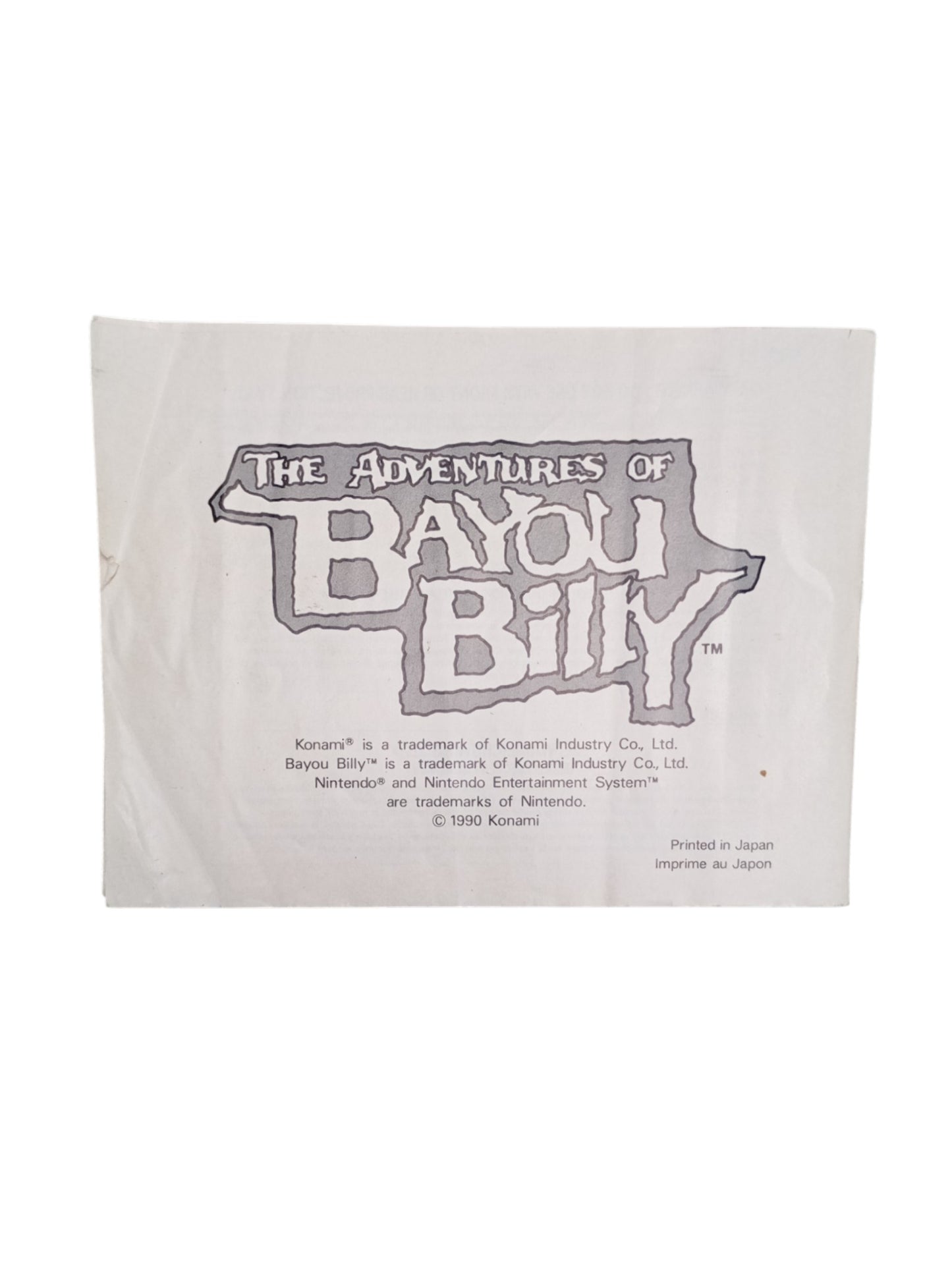 Notice seule Bayou Billy Nintendo NES