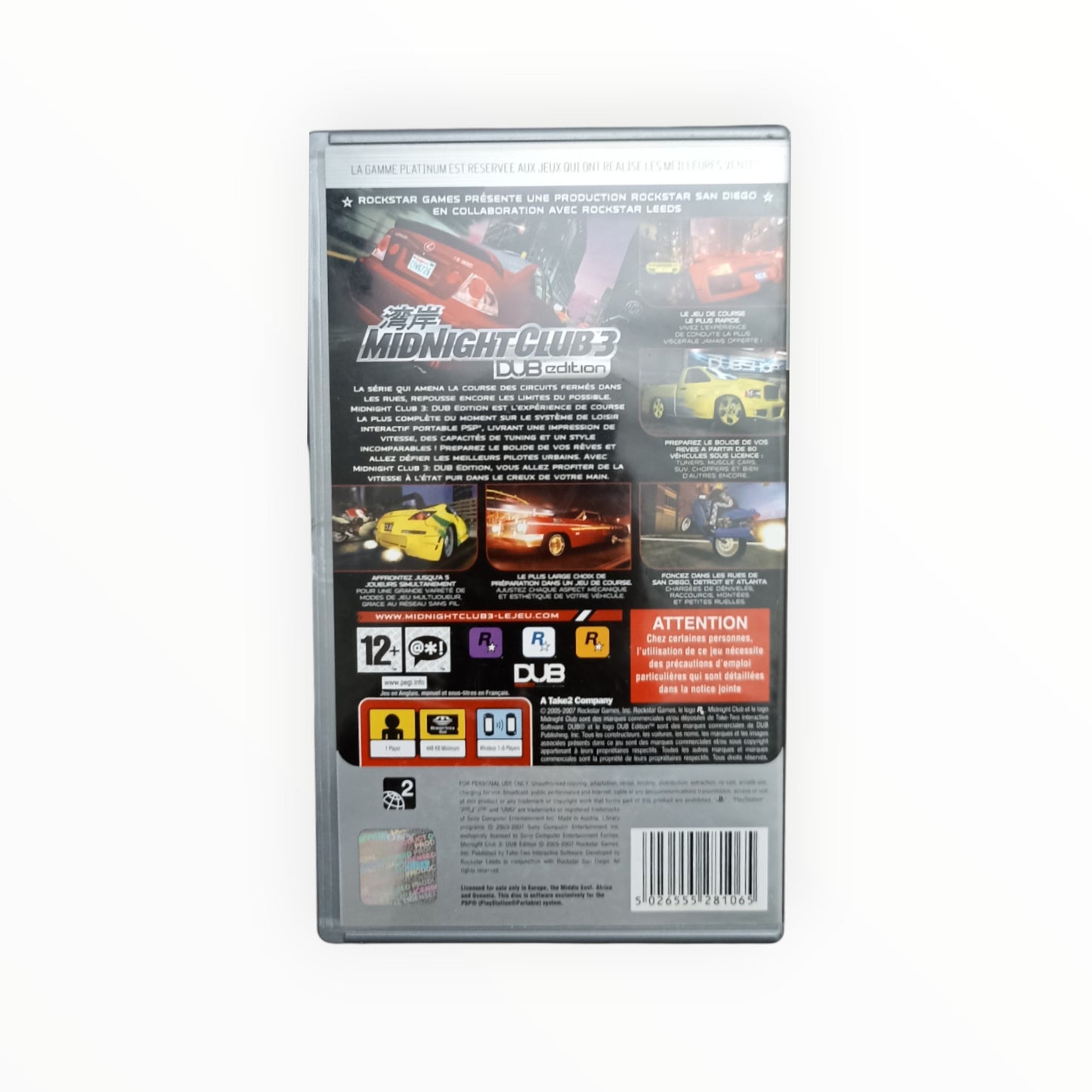 MIDNIGHT CLUB 3 playstation portable (PSP) Version Platinum