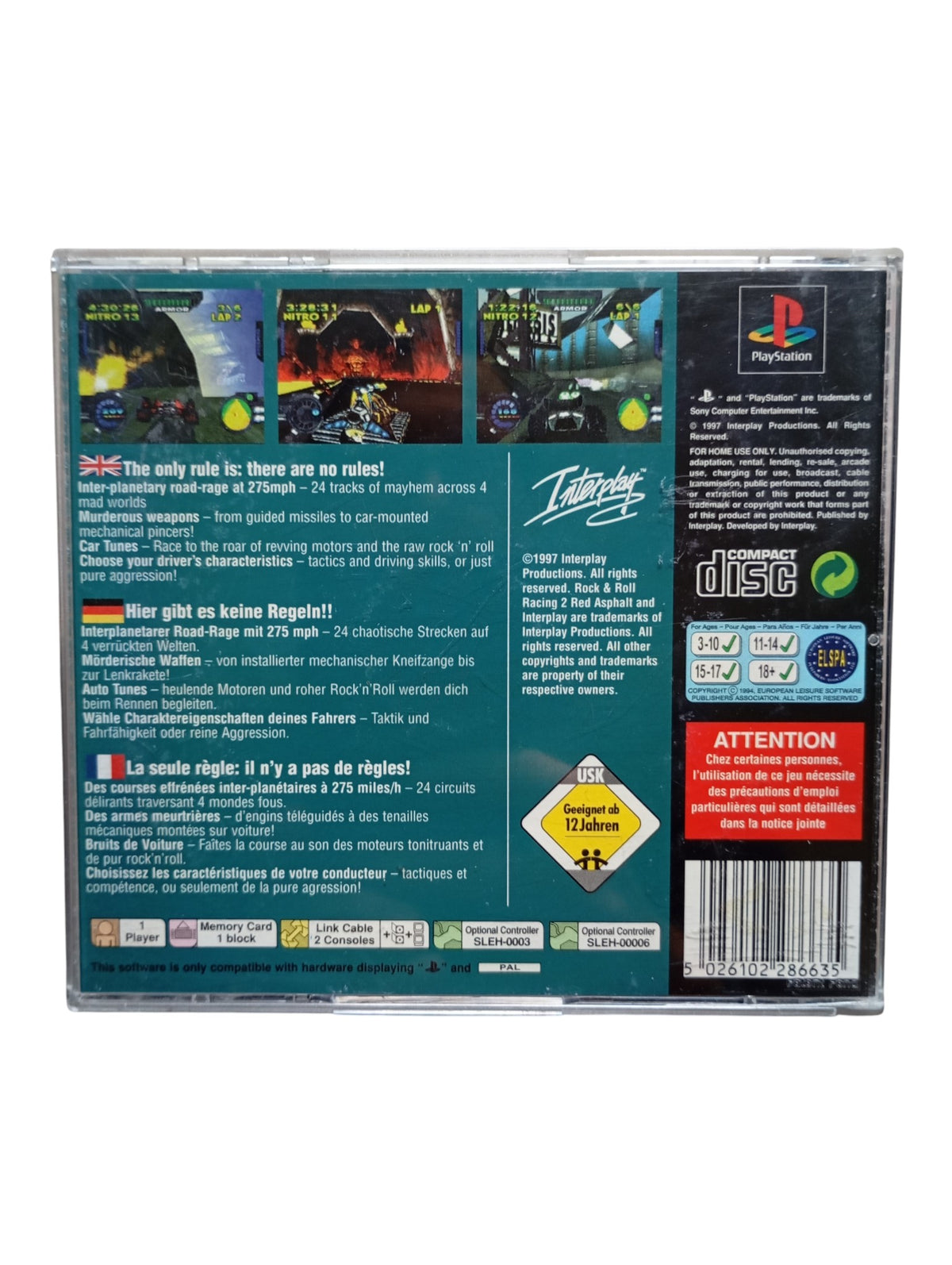 Rock & Roll Racing 2 Red Asphalt Playstation 1 (PS1)