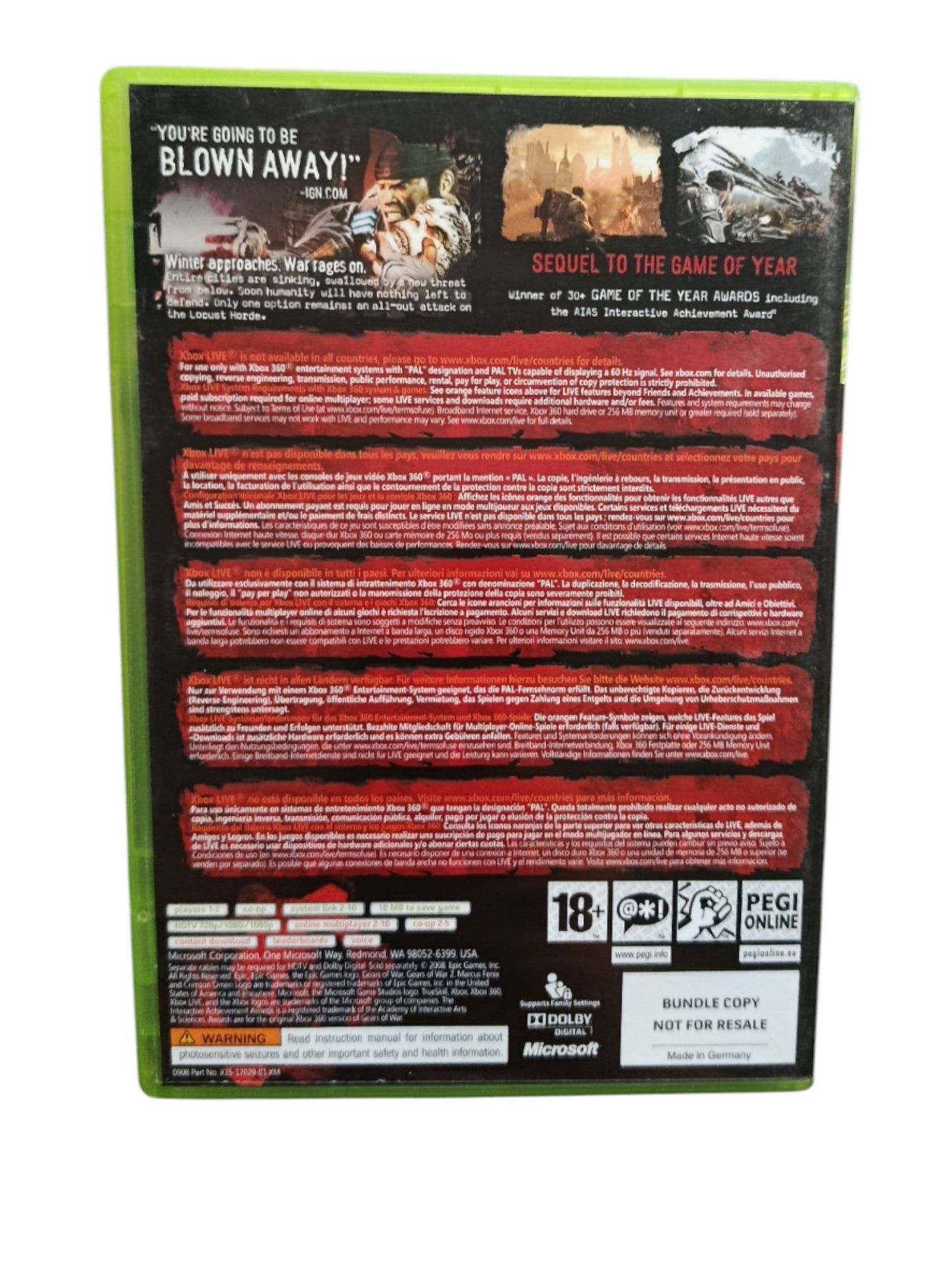 Gears Of War 2 Xbox 360 Version Bundle Copy
