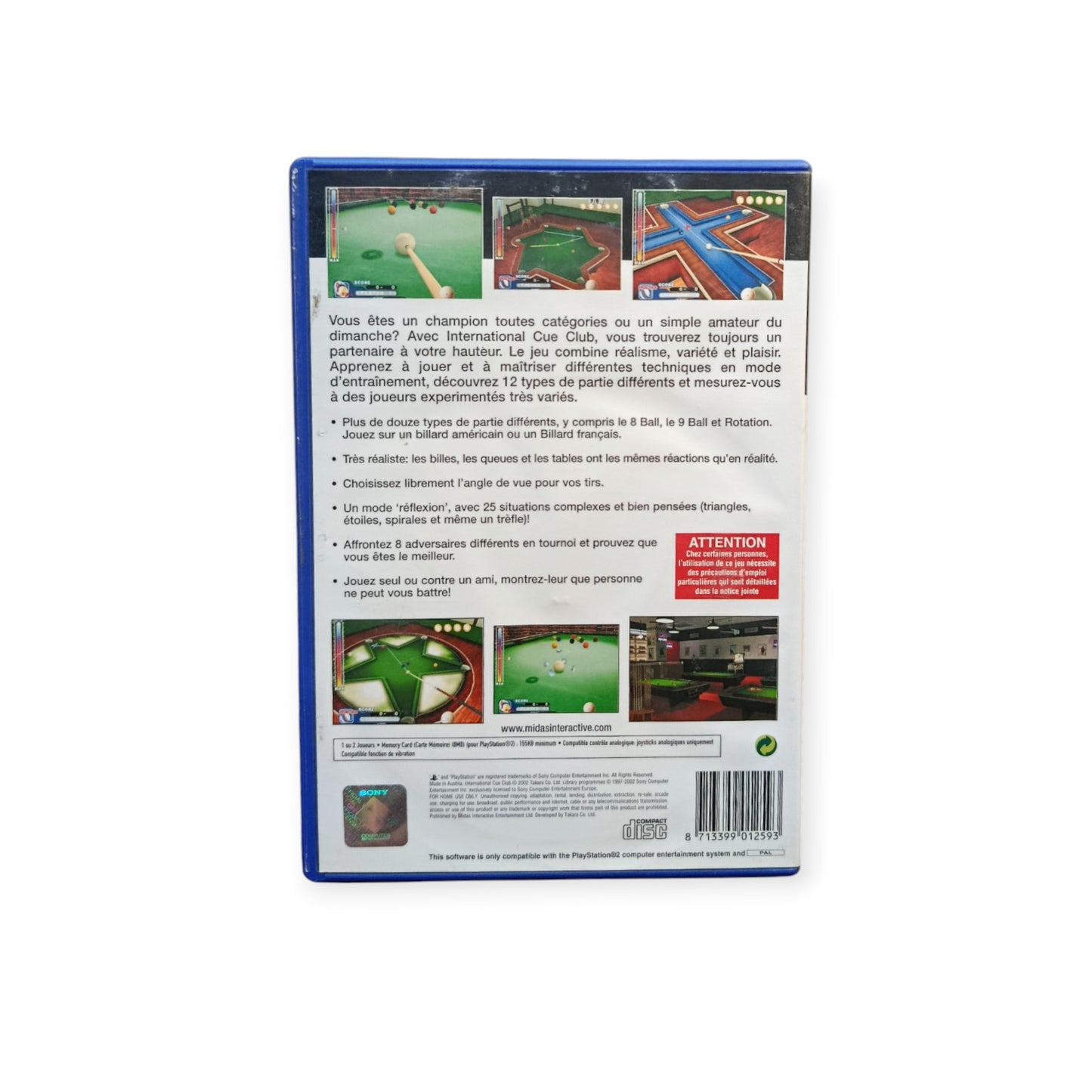 International Cue Club playstation 2 (PS2)