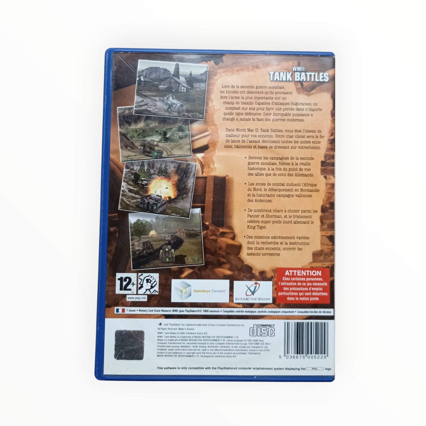 WWII : Tank Battles playstation 2 (PS2)
