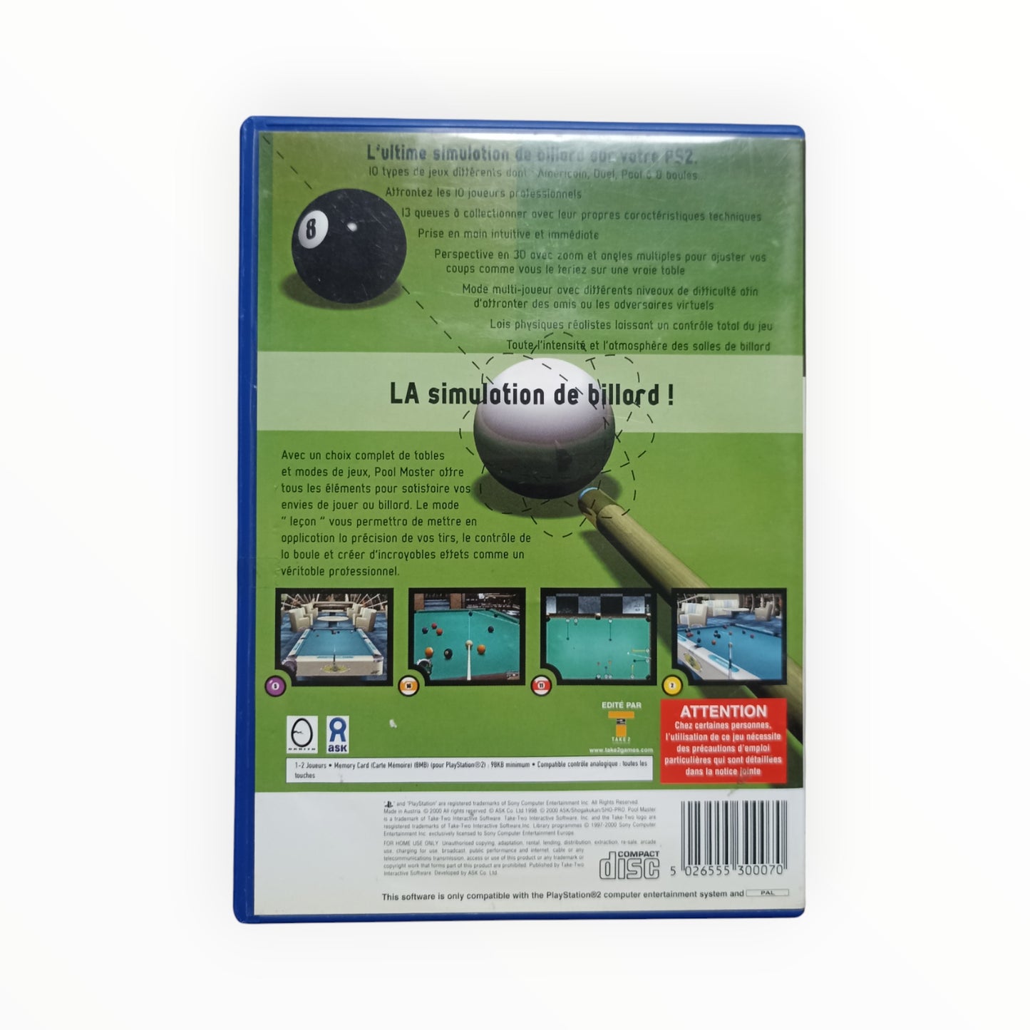 Pool Master playstation 2 (PS2)
