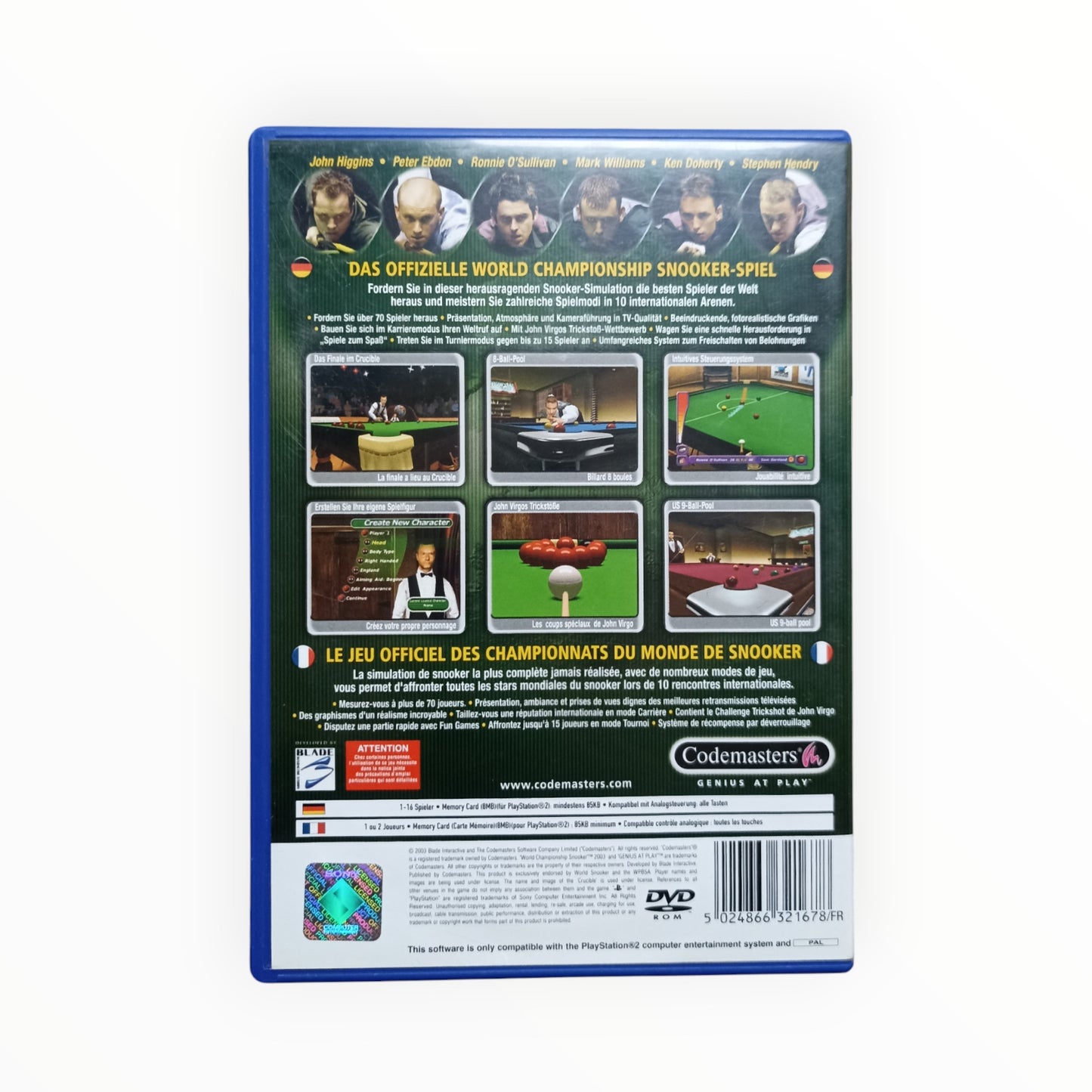 World Championship Snooker 2003 playstation 2 (PS2)