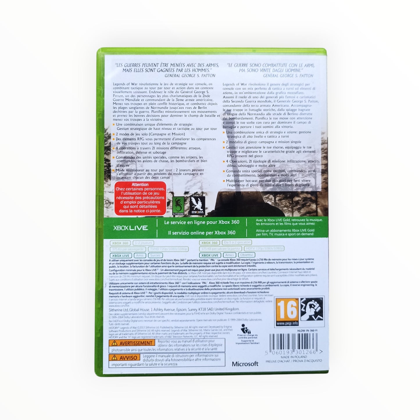 history legends of war Xbox 360