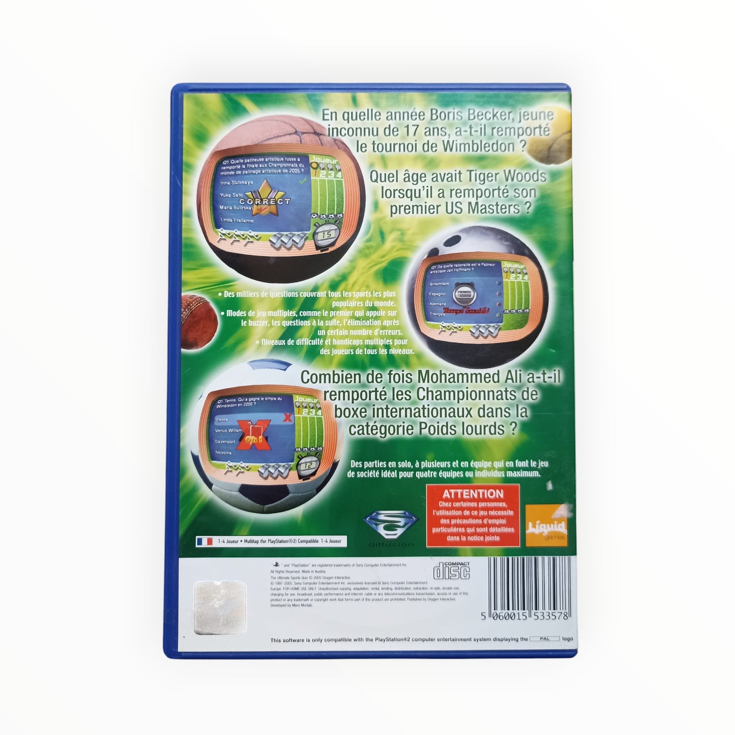 collection quizz sport Playstation 2 (PS2)